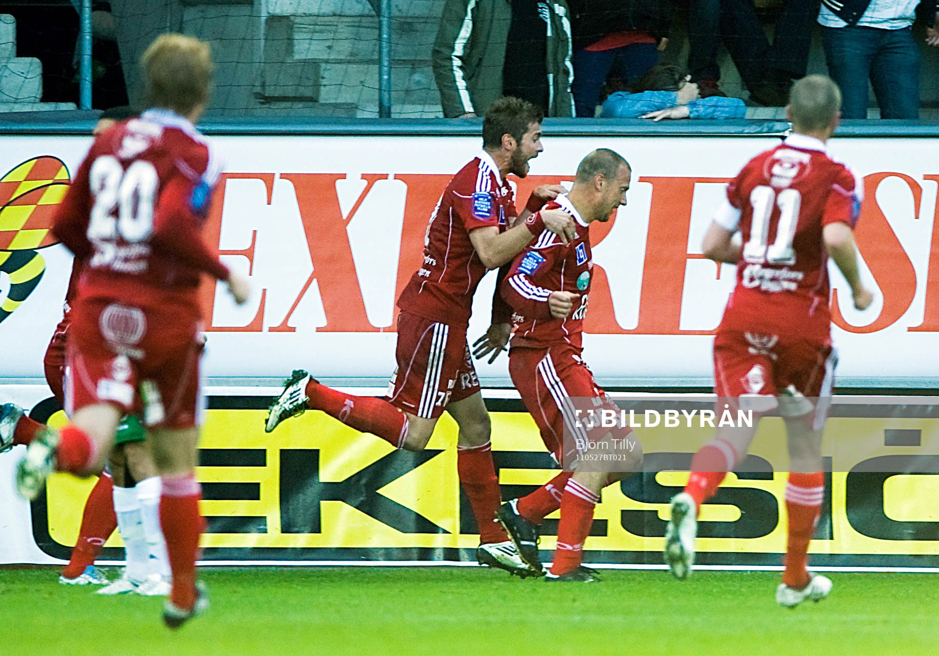 Christophe Lallet och Peter Samuelsson, Degerfors, jubel