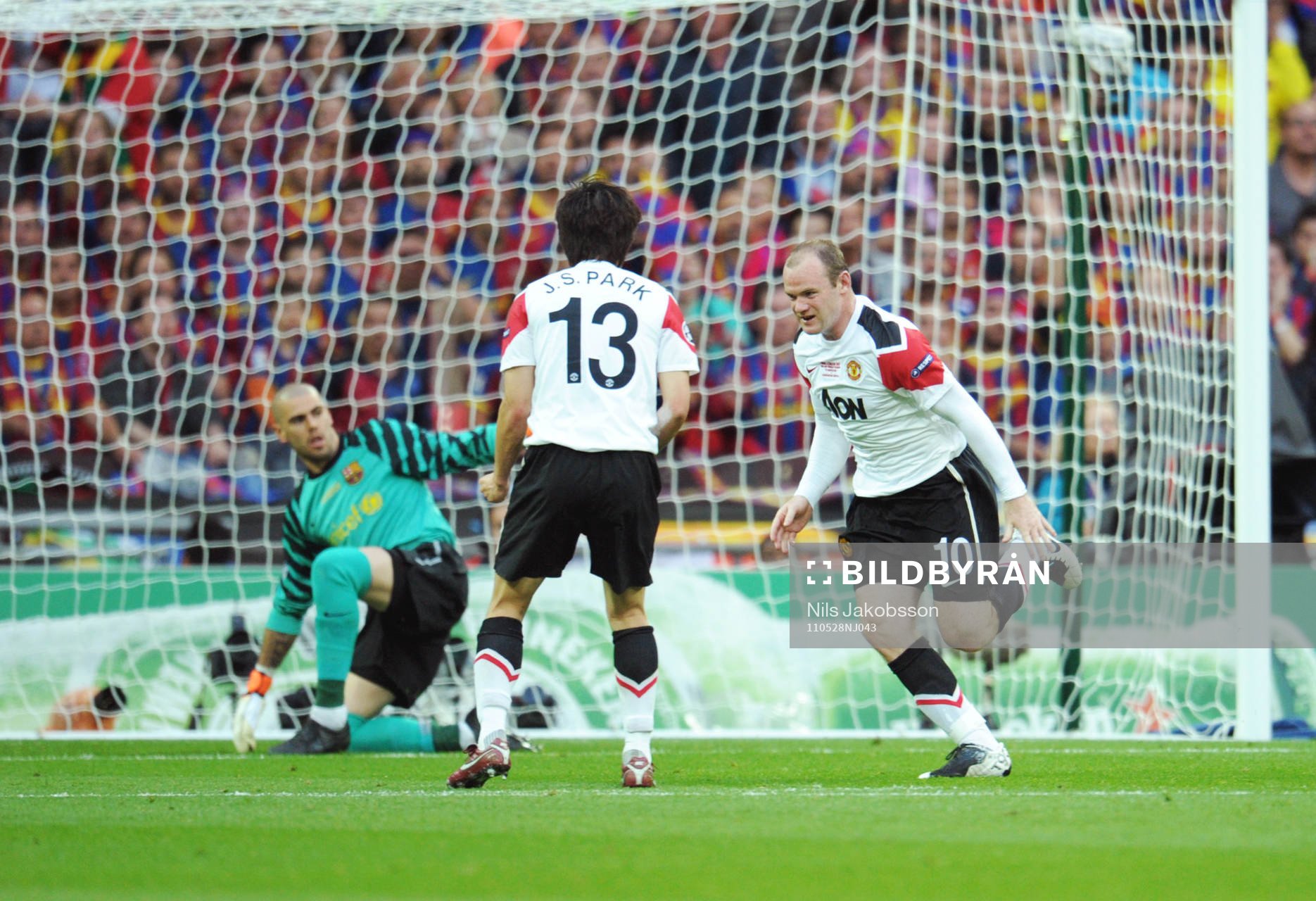  1-1 av Wayne Rooney, Manchester United, glädje, jubel.