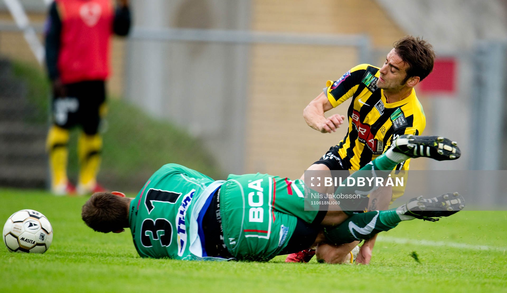 Viktor Noring, målvakt, Trelleborg, krockar med BJörn