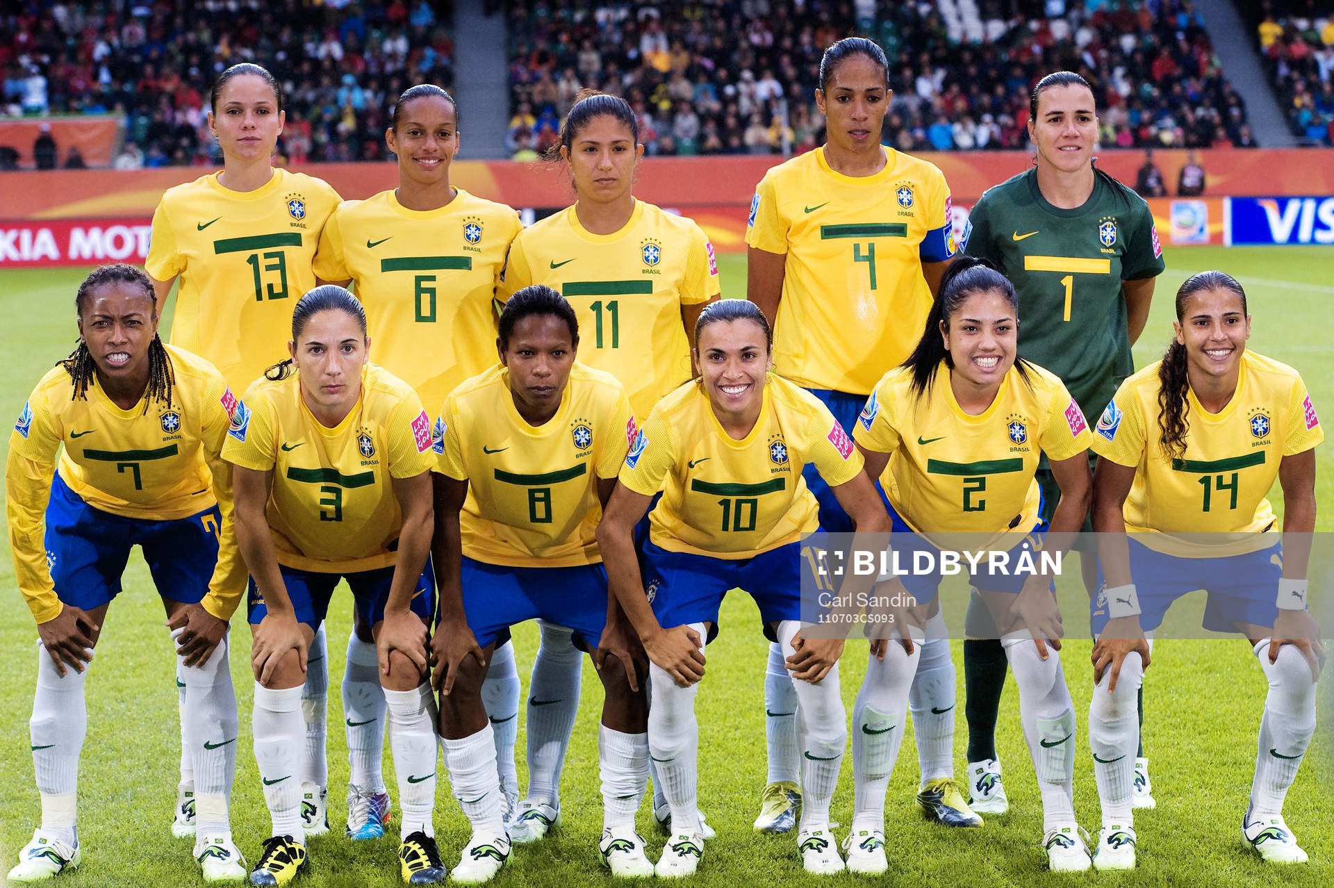  Erika, Rosana Augusto, Cristiane, Aline Pellegrino, Andreia, målvakt, Ester, Daiane, Formiga, Marta, Maurine Dorneles, Fabiana.