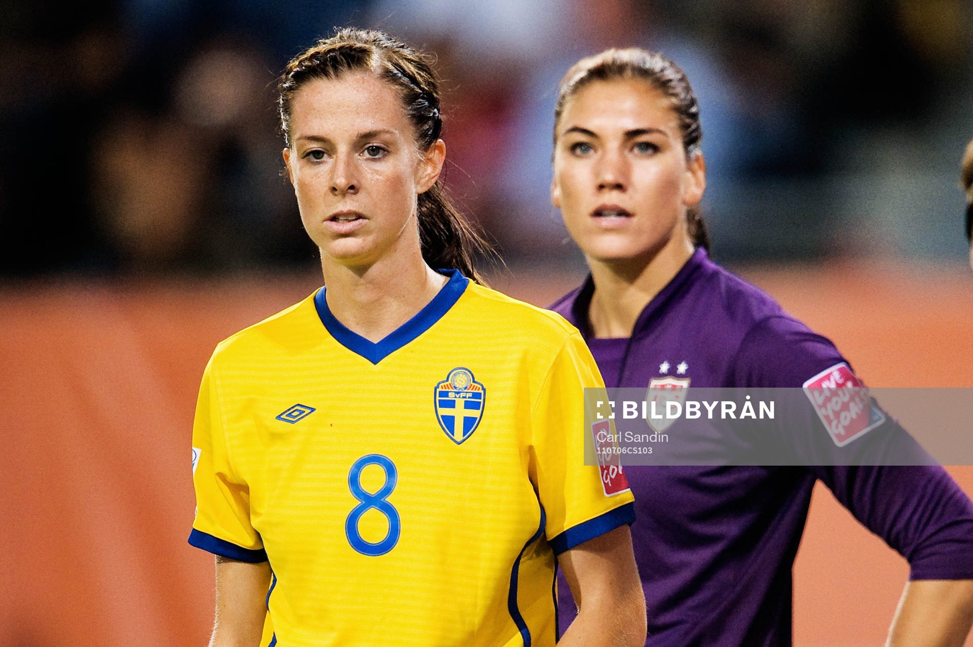 Lotta Schelin, Sverige, Hope Solo, målvakt, USA