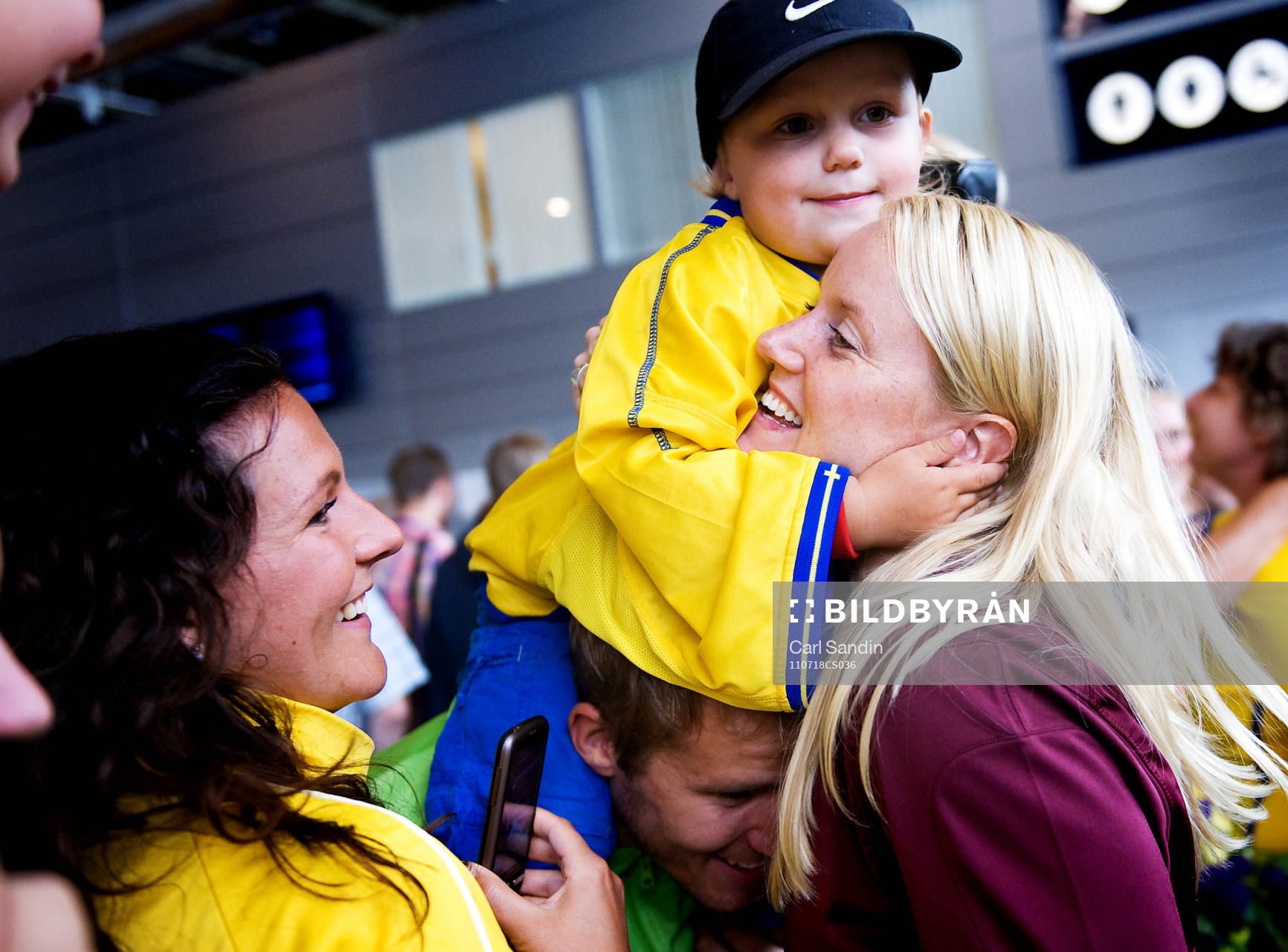 Kristin Hammarström, målvakt, Sverige, med familj