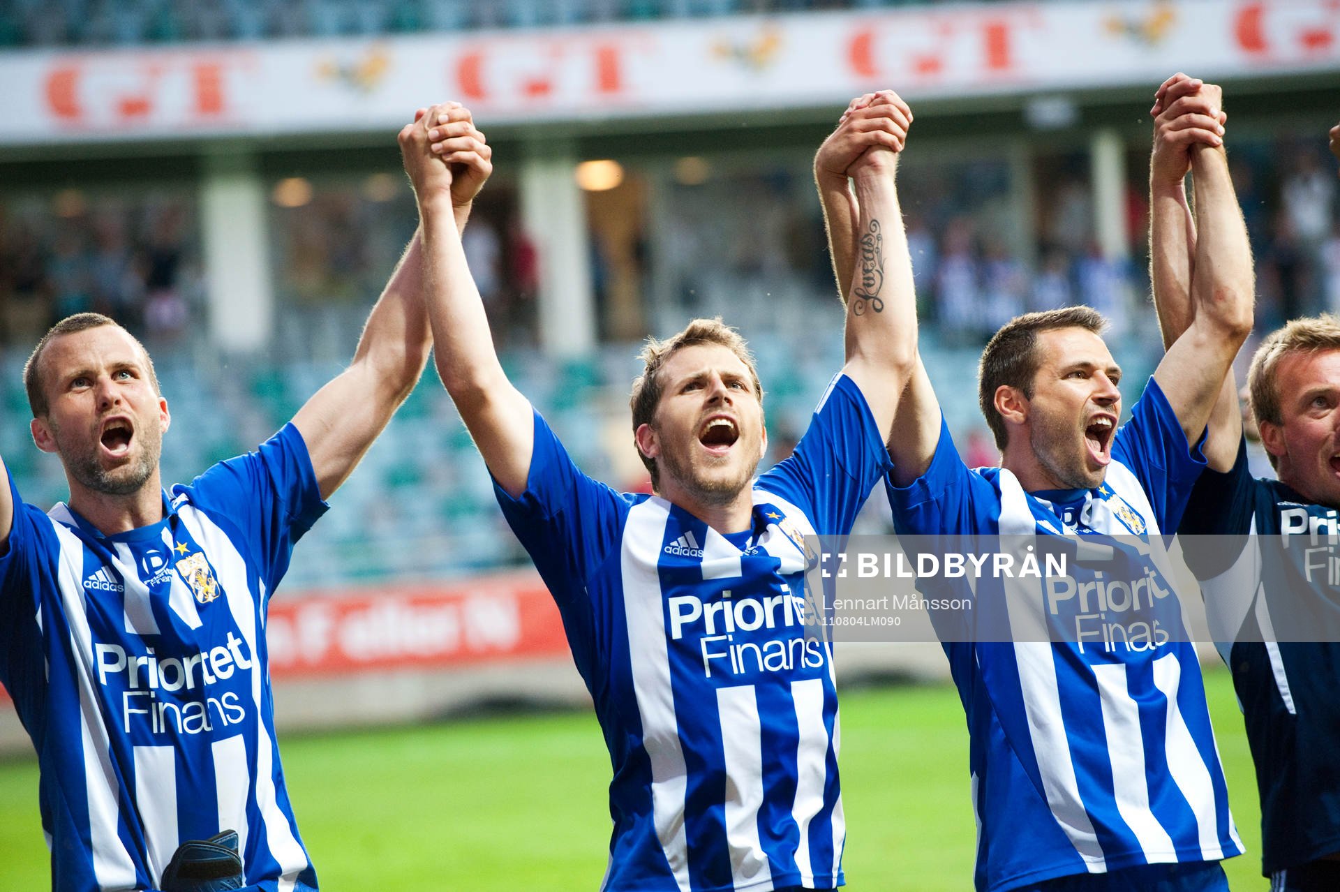 Hjalmar Jonsson, Tobias Hysén och Stefan Selakovic, jubel