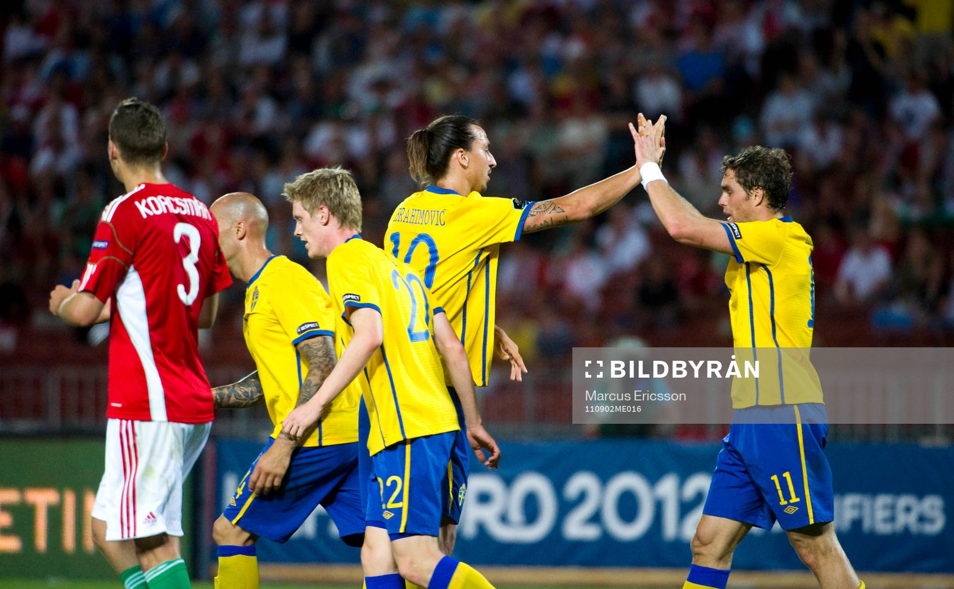 Zlatan Ibrahimovic och Johan Elmander, Sverige, jubel