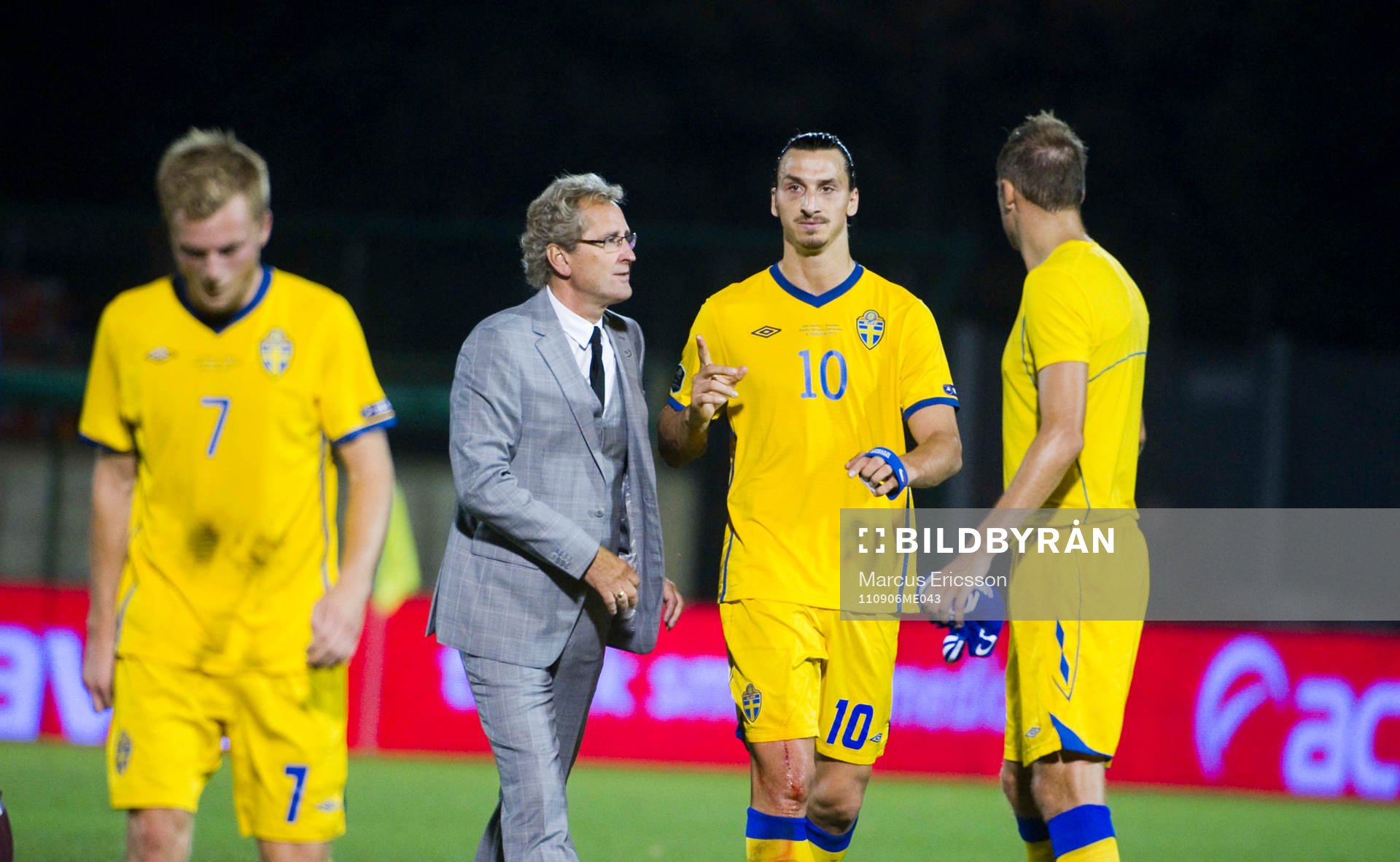 Erik Hamrén, förbundskapten pratar med Zlatan Ibrahimovic
