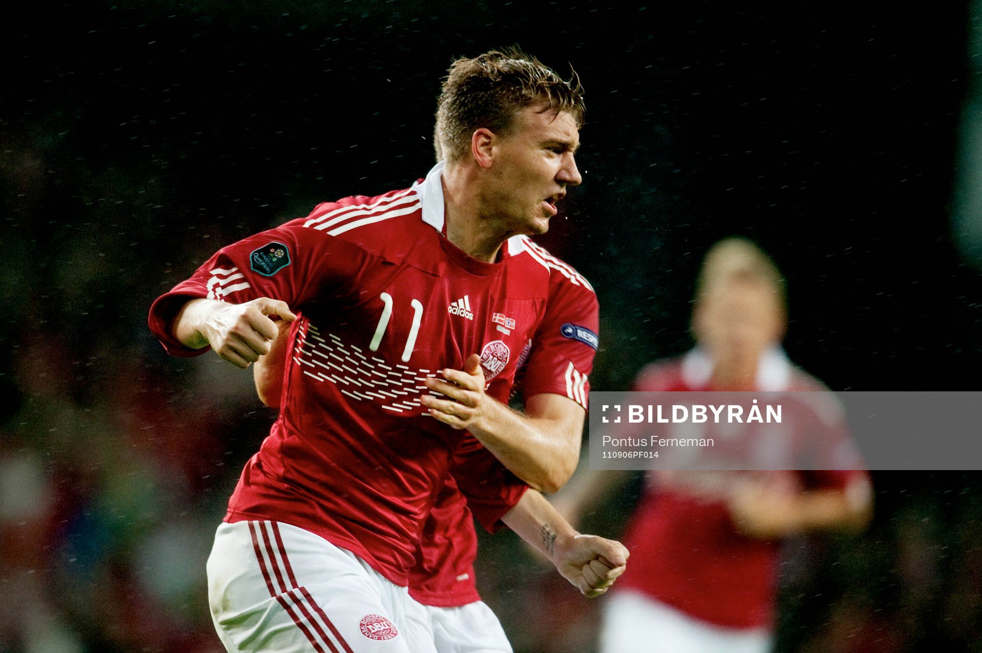 Niklas Bendtner, Danmark, jubel, 1-0