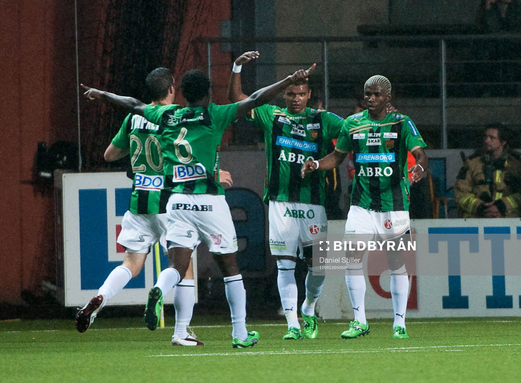Eric Bassombeng, GAIS, gör 0-2, jubel Wanderson do Carmo