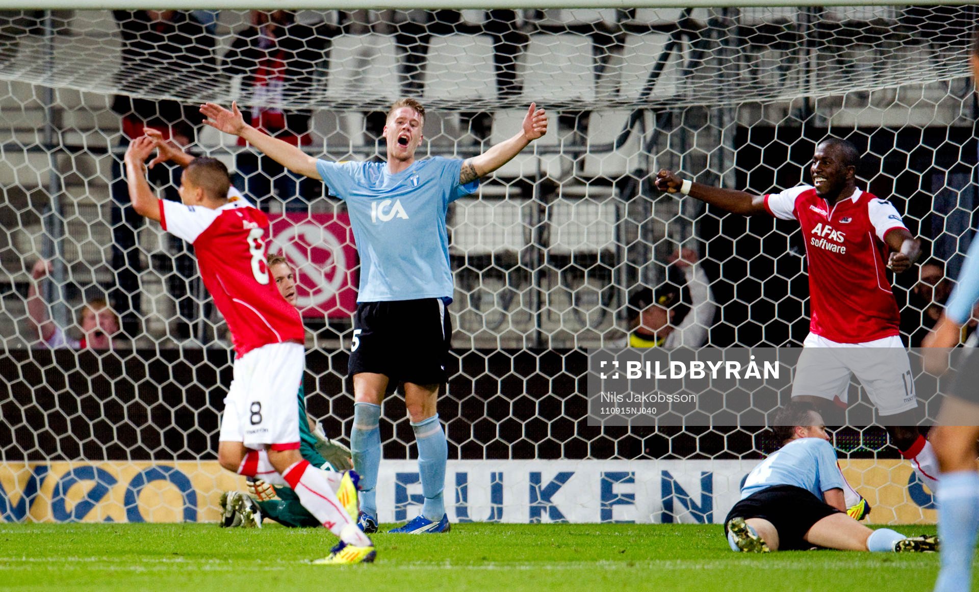 Adam Maher, AZ Alkmaar, jubel, Pontus Jansson, Malmö FF