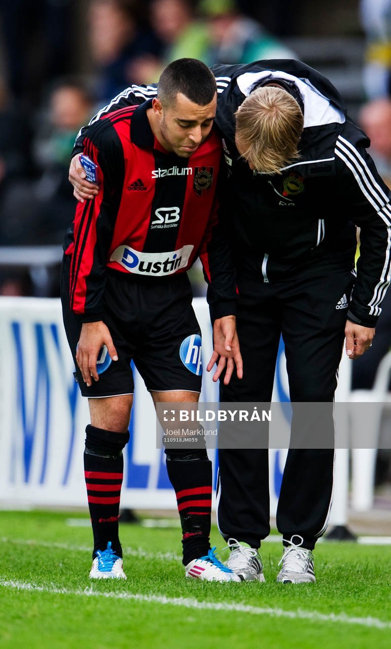 Dalil Benyahia, Brommapojkarna, fick lämna planen skadad.