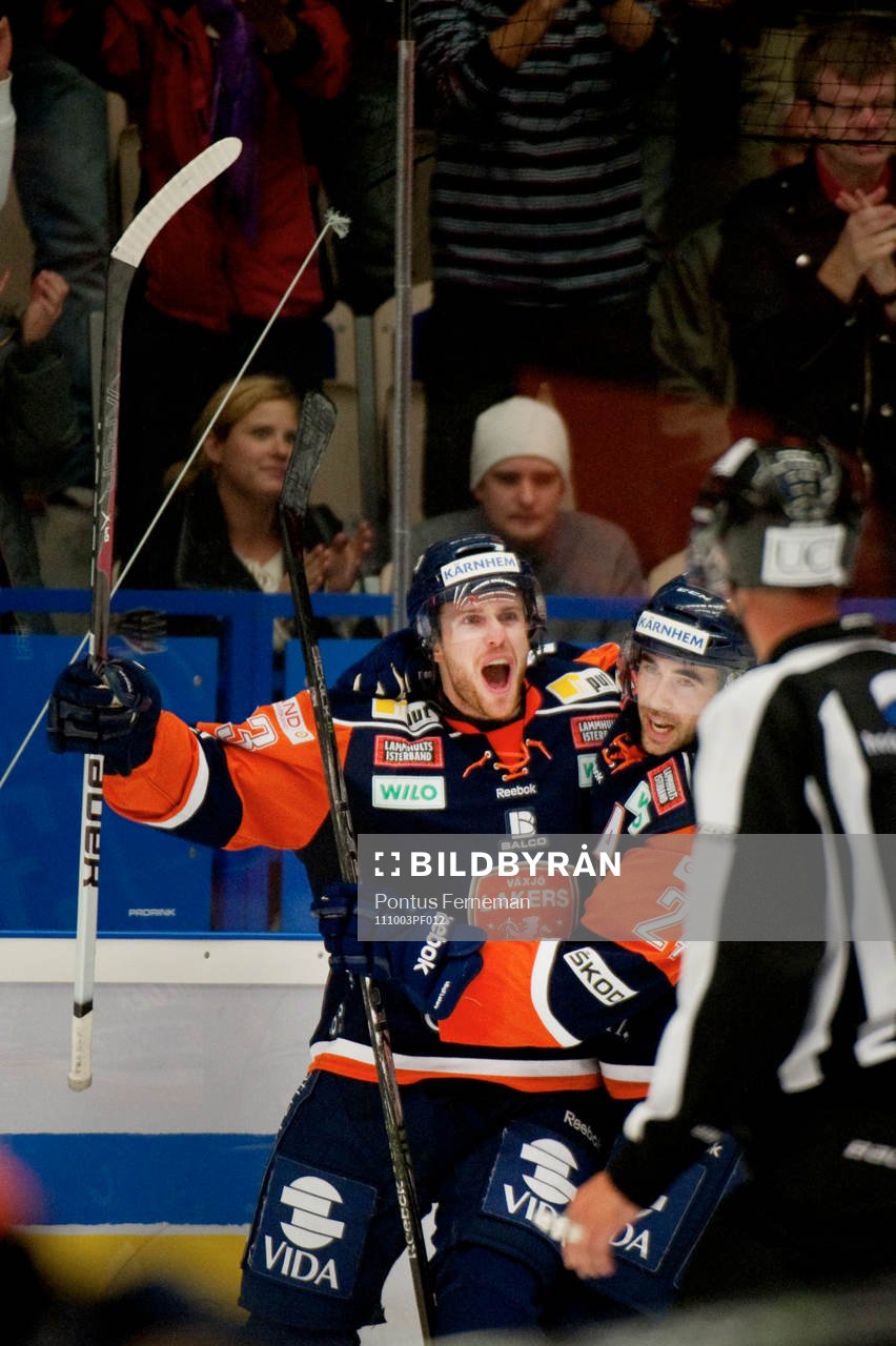 Mike Iggulden, Brad Moran, Växjö, jubel, 2-0