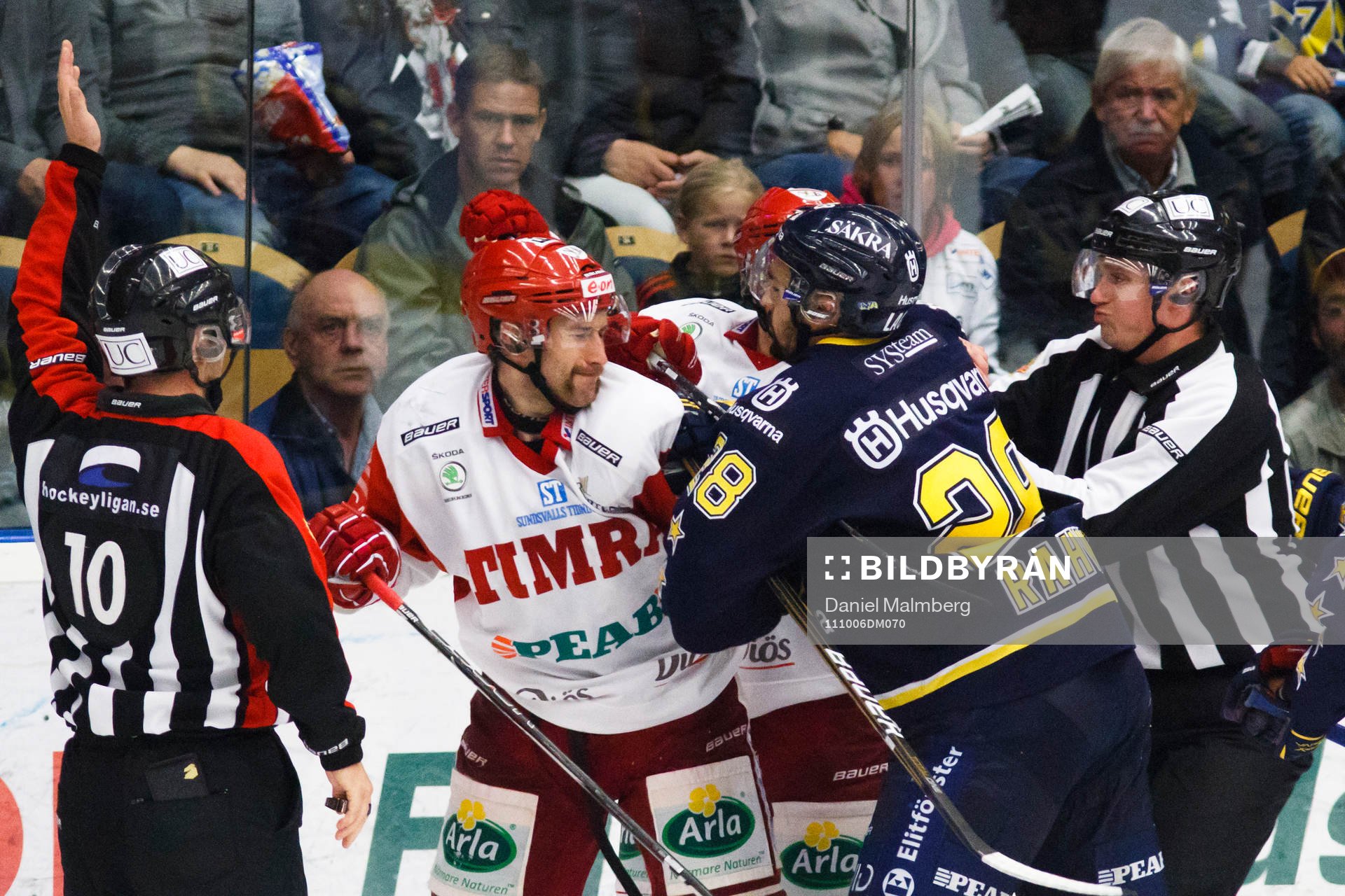 Per Hallin, Timrå, gruffar med Daniel Rahimi, HV71. Bråk,
