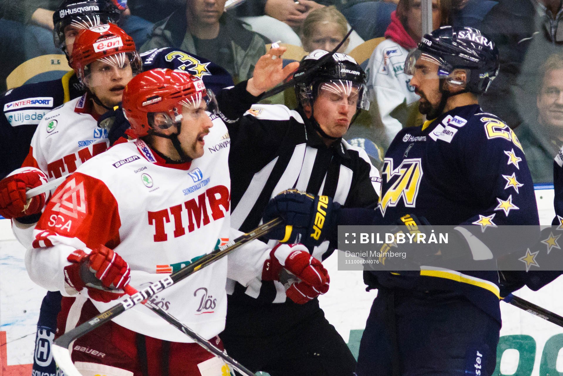 Per Hallin, Timrå, gruffar med Daniel Rahimi, HV71. Bråk,