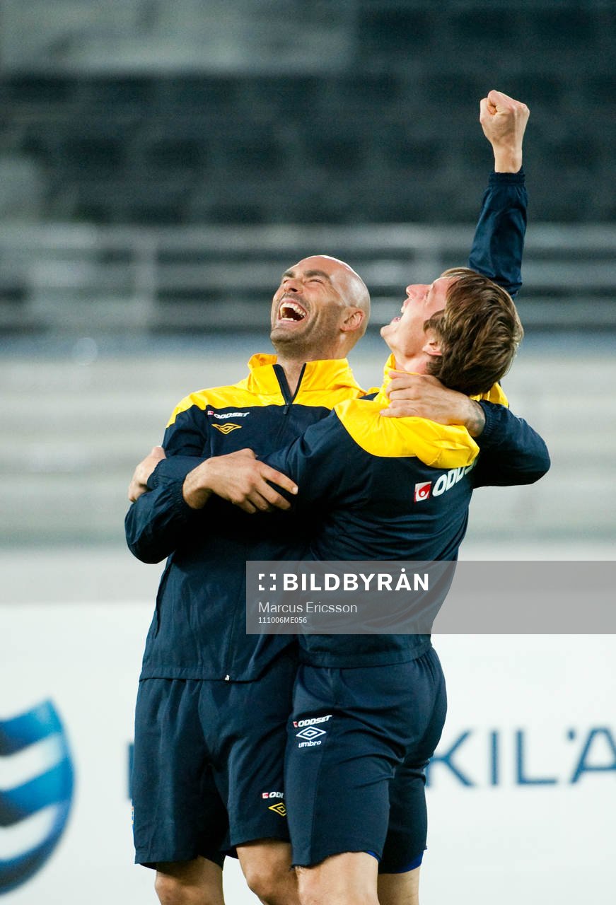 Daniel Majstorovic och Kim Källström har roligt