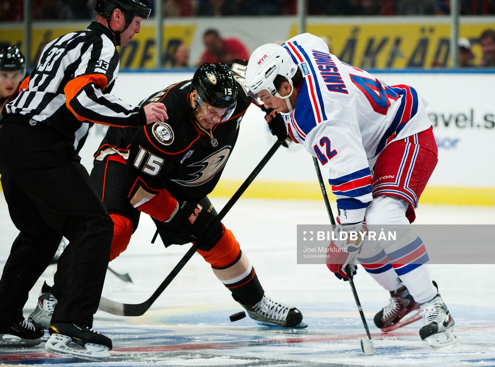 Ryan Getzlaf, Anaheim Ducks, och Artem Anisimov, New York