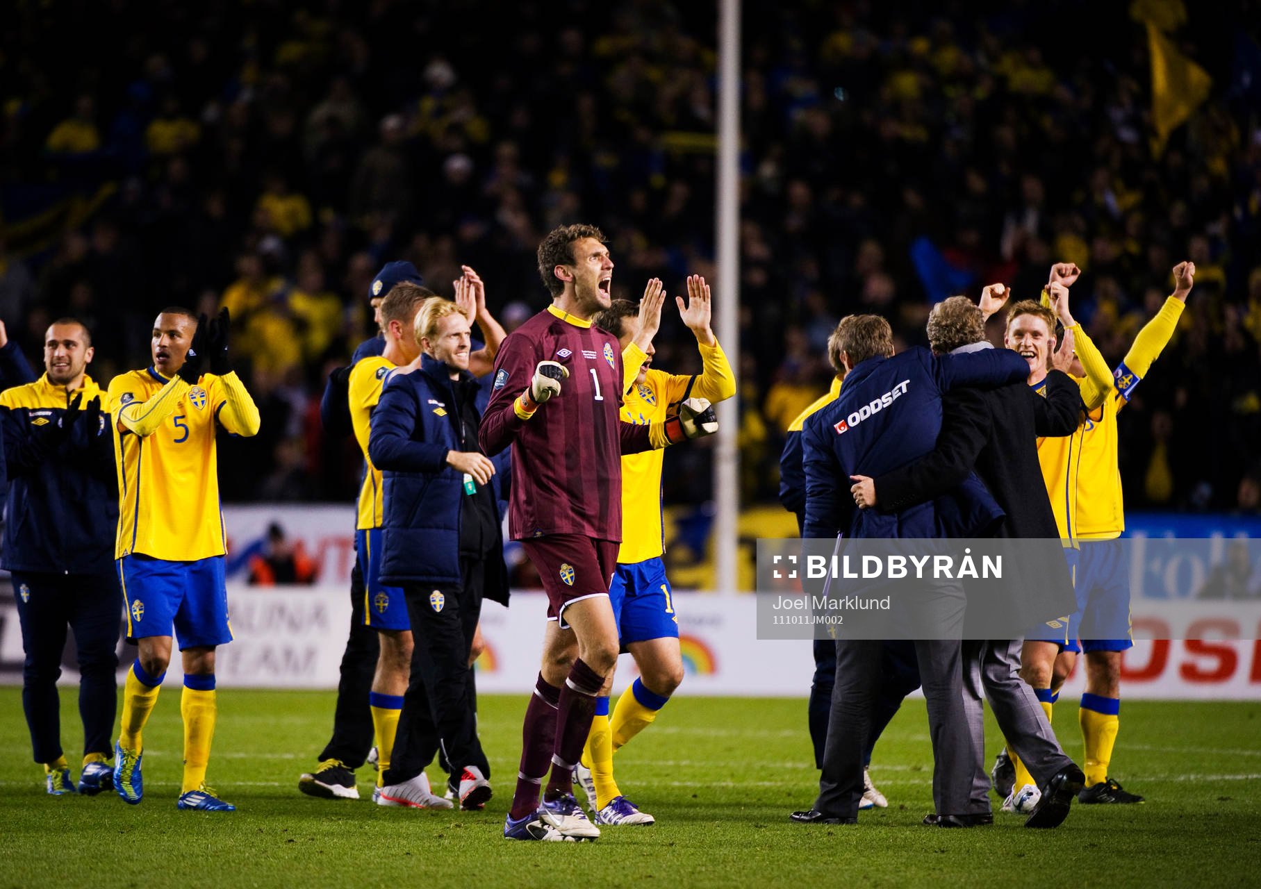 Andreas Isaksson, målvakt, Sverige, jublar. Jubel, glädje