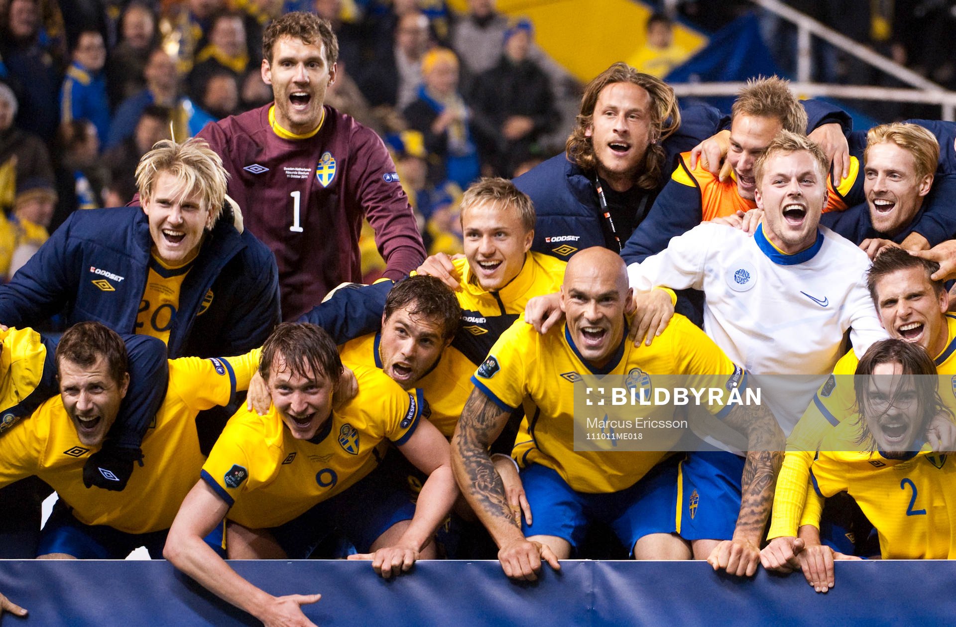 Sverige jublar över sin EM plats. Jubel, glädje