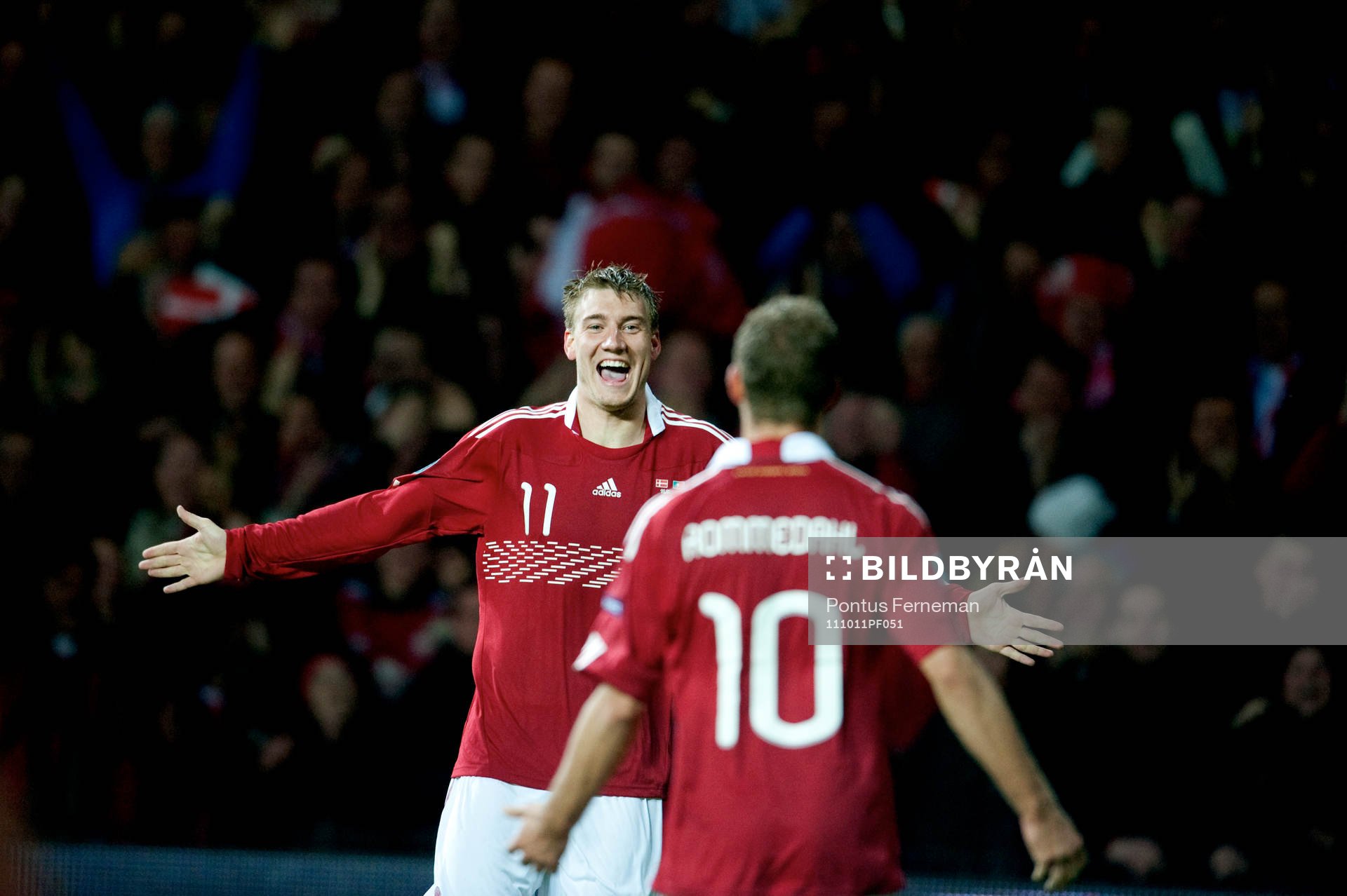  Niklas Bendtner, Dennis Rommerdahl, Danmark, jubel.