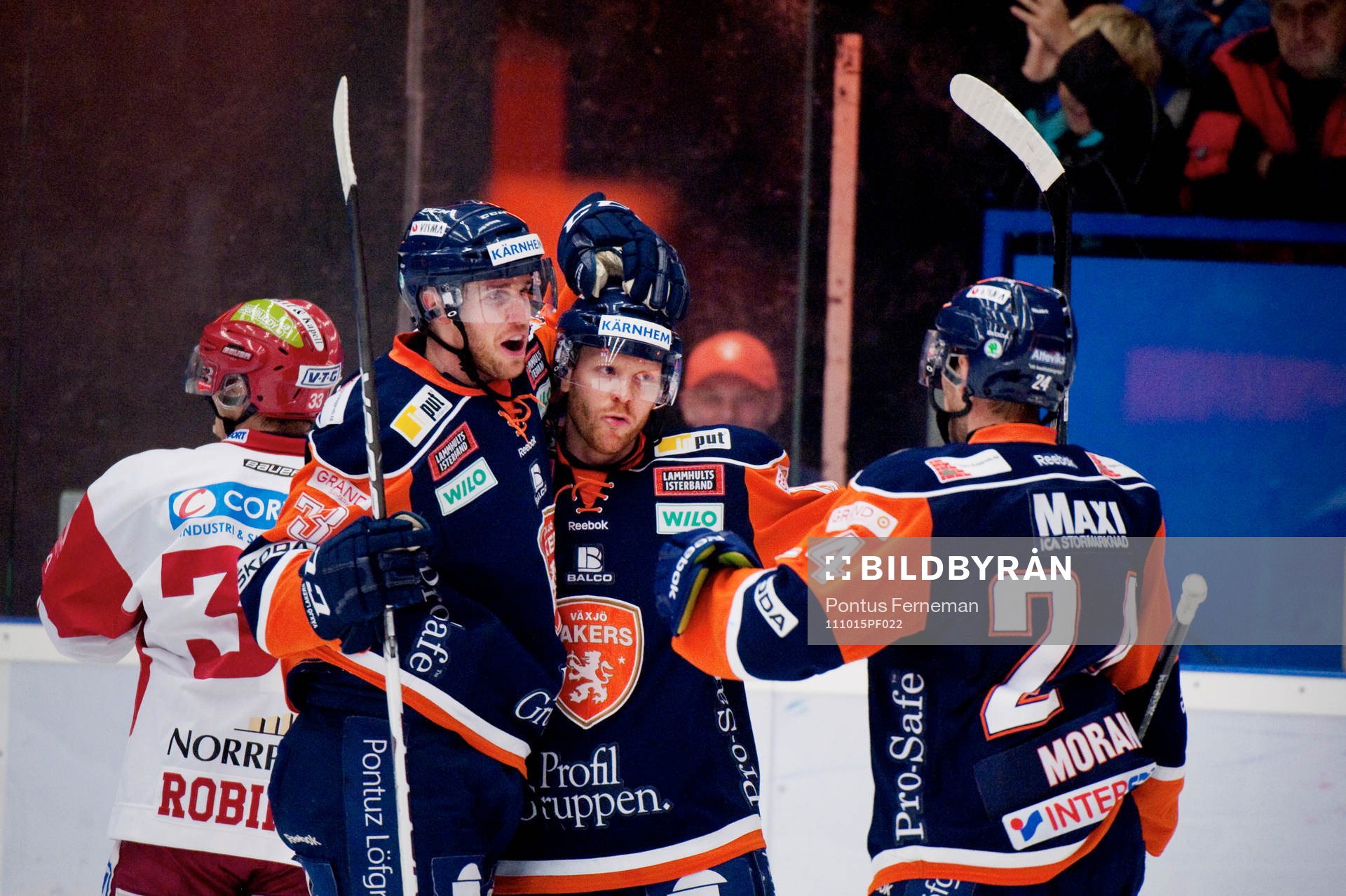 Mike Iggulden, Liam Reddox, Brad Moran, Växjö, jubel