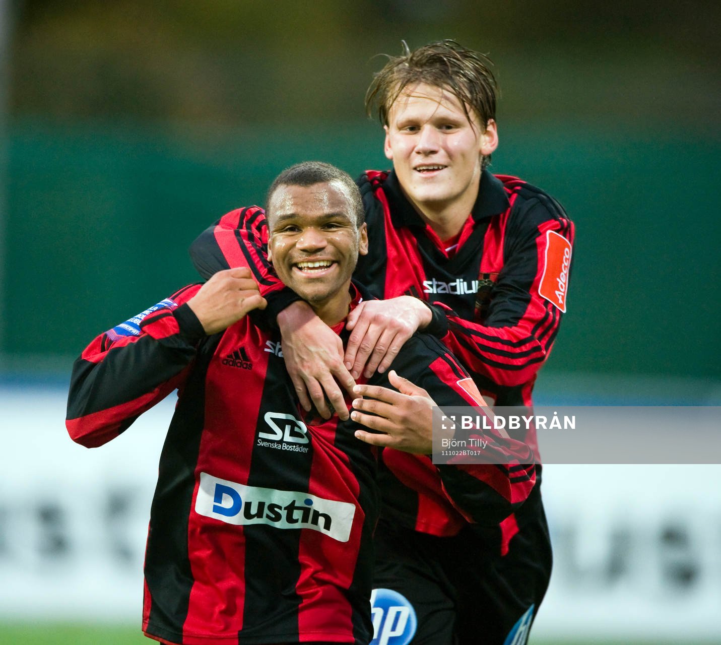  Victor Söderström och Serge-Junior Martinsson Ngouali, Brommapojkarna, jubel efter 3-1.