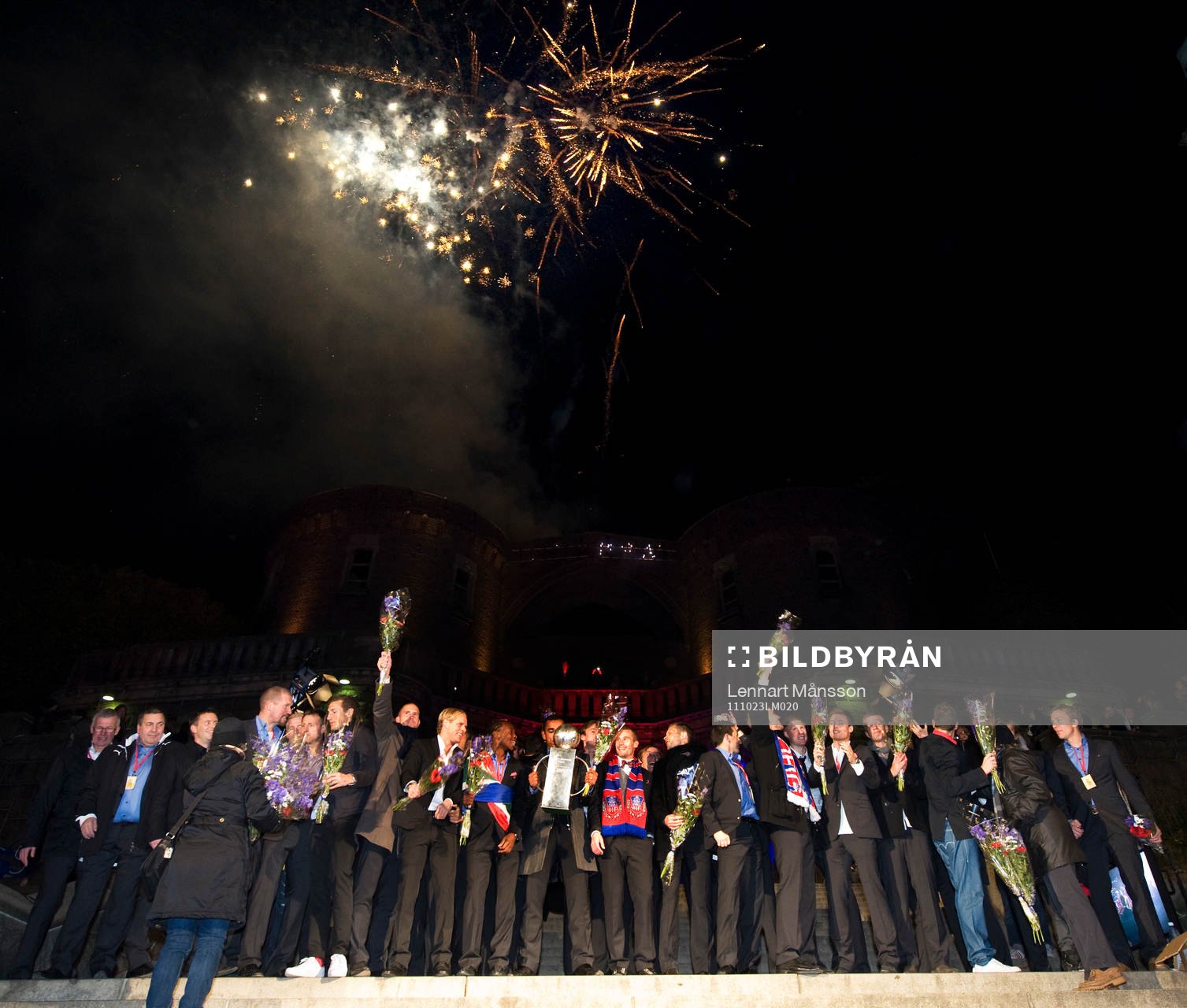 SM-guld, Svenska Mästare 2011,  jubel, glädje. Fyrverkeri