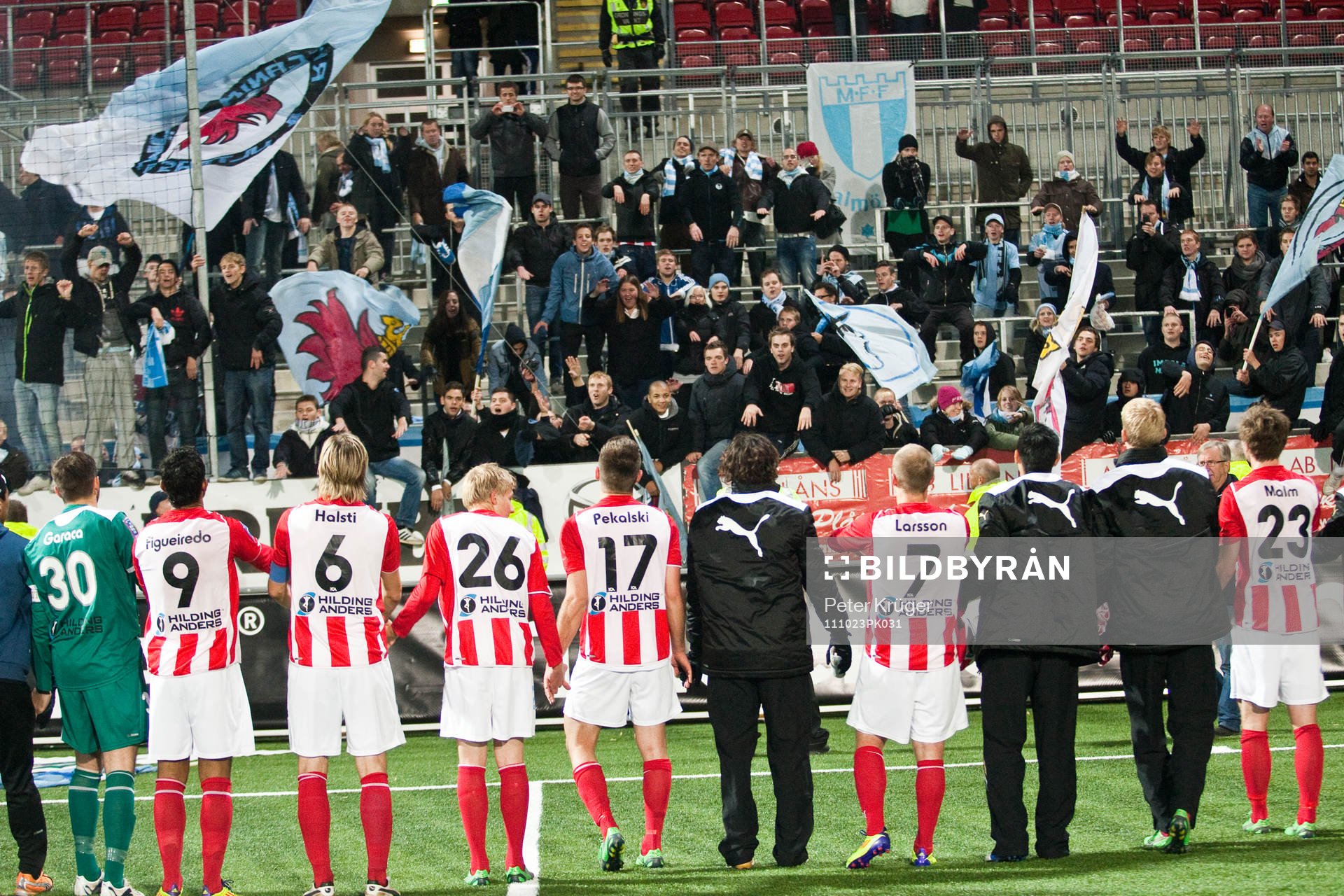 Malmö tackar sina supportrar. Fans, supporter