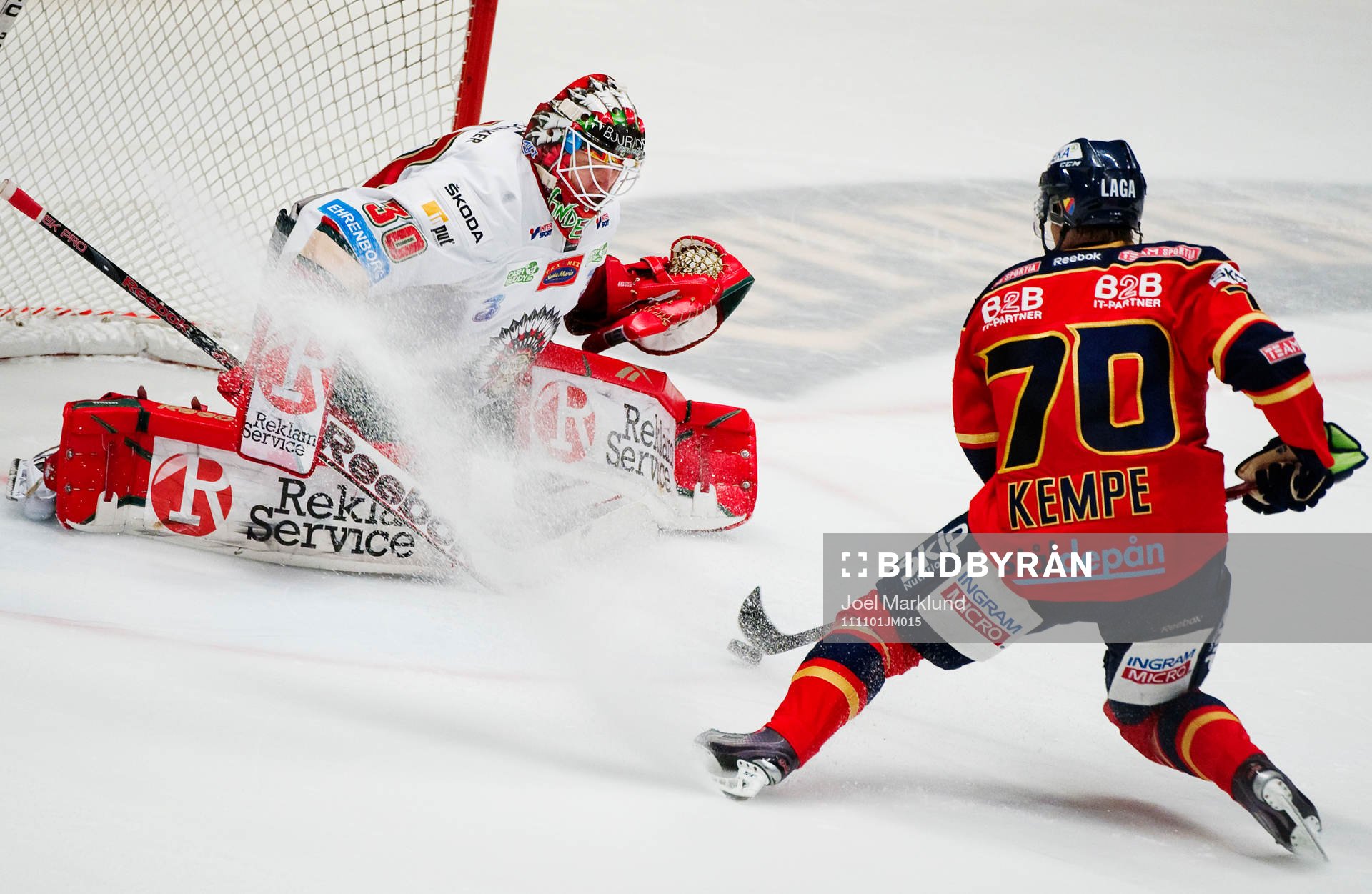Frederik Andersen, målvakt, Frölunda, räddar en straff