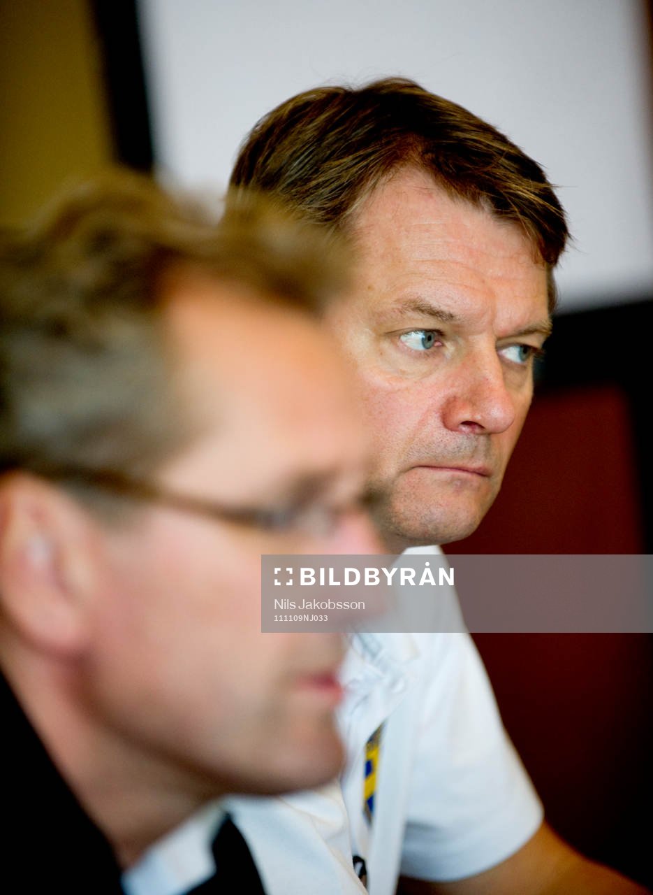 Eric Hamrén, förbundskapten och Hans Hultman, presschef