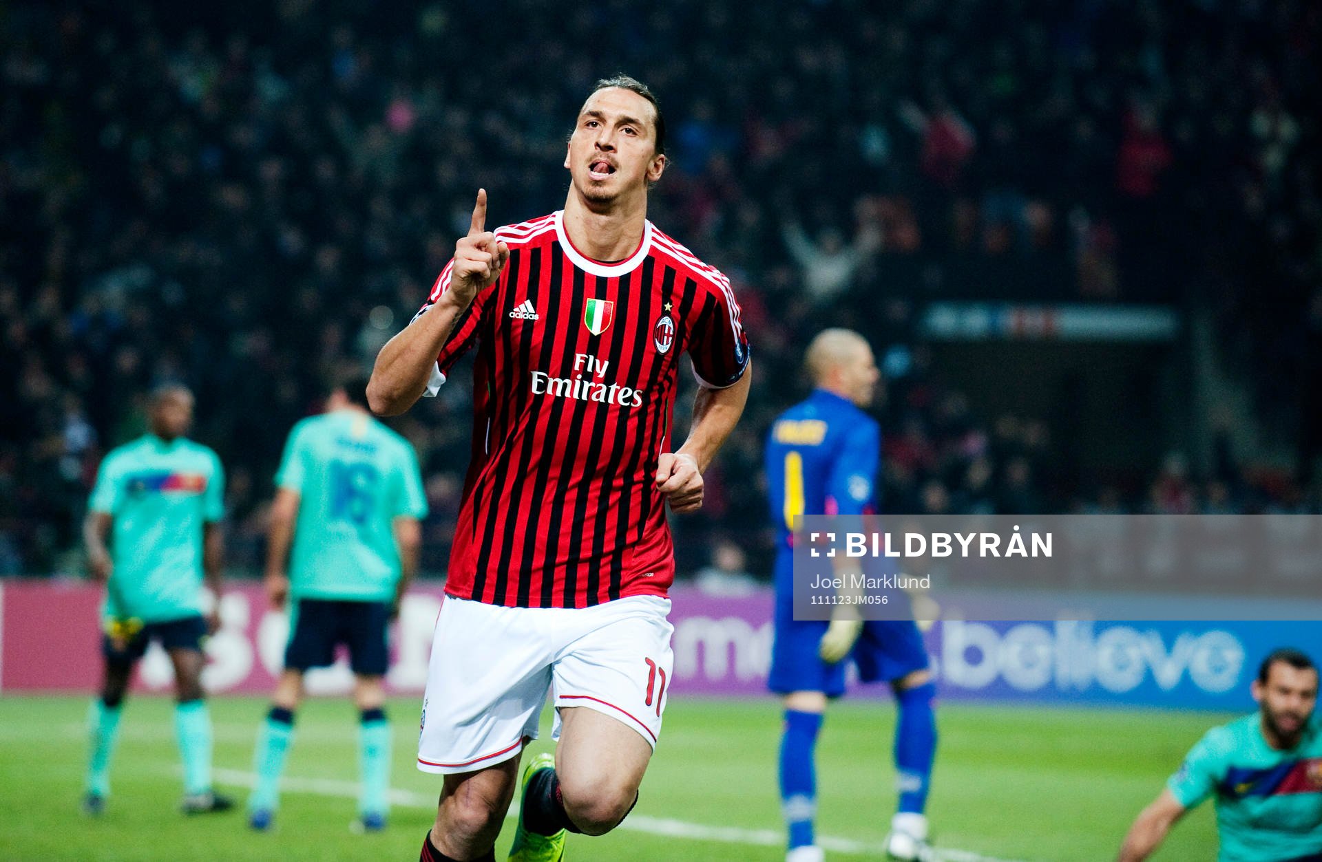  Zlatan Ibrahimovic, AC Milan, jubel efter att ha gjort 1-1.