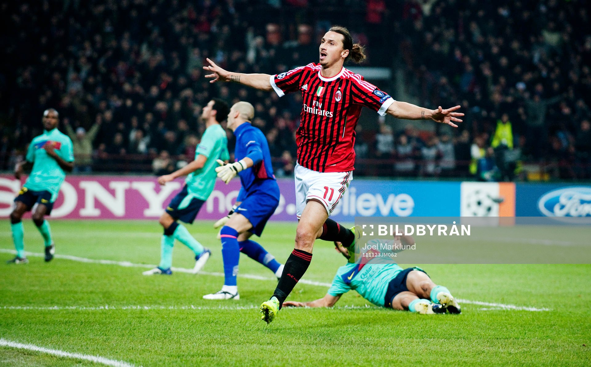  Zlatan Ibrahimovic, AC Milan, jubel efter att ha gjort 1-1.