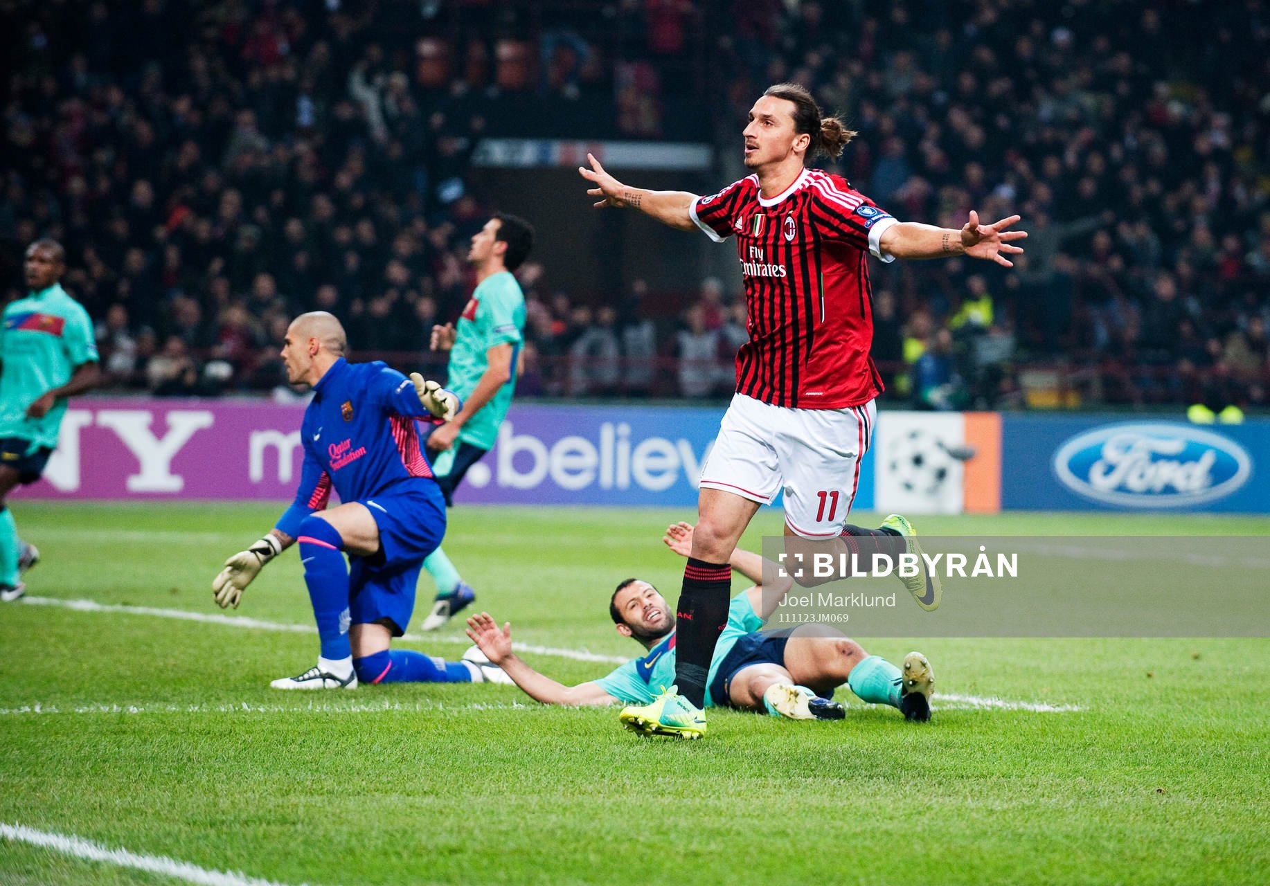  Zlatan Ibrahimovic, AC Milan, jubel efter att ha gjort 1-1.