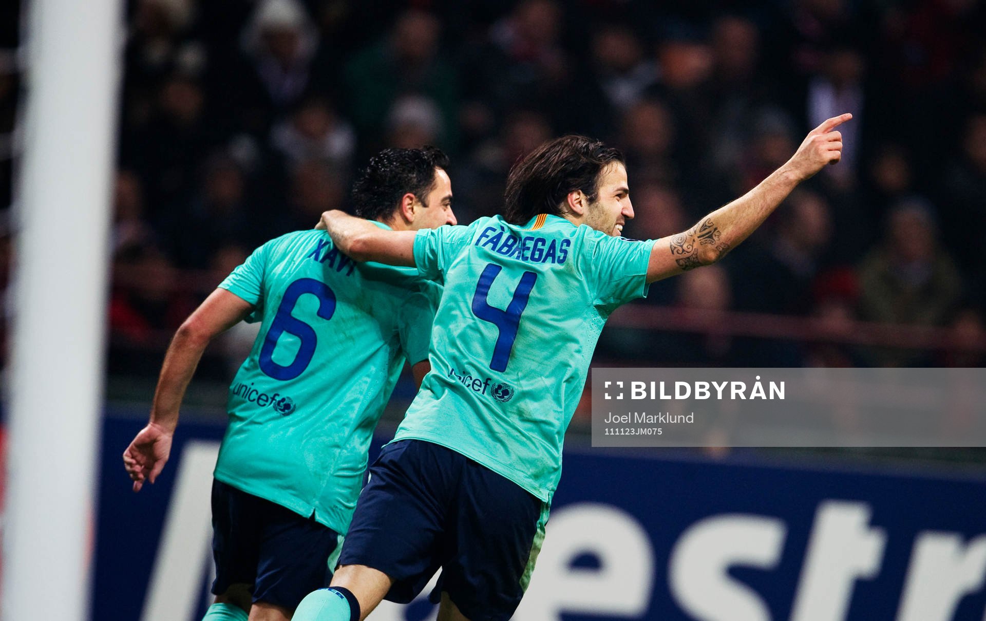 Xavi Hernandez och Cesc Fabregas, Barcelona, jubel