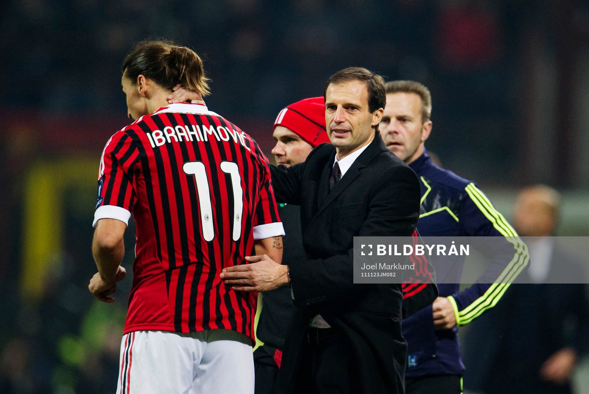 Zlatan Ibrahimovic och Massimiliano Allegri, tränare, AC