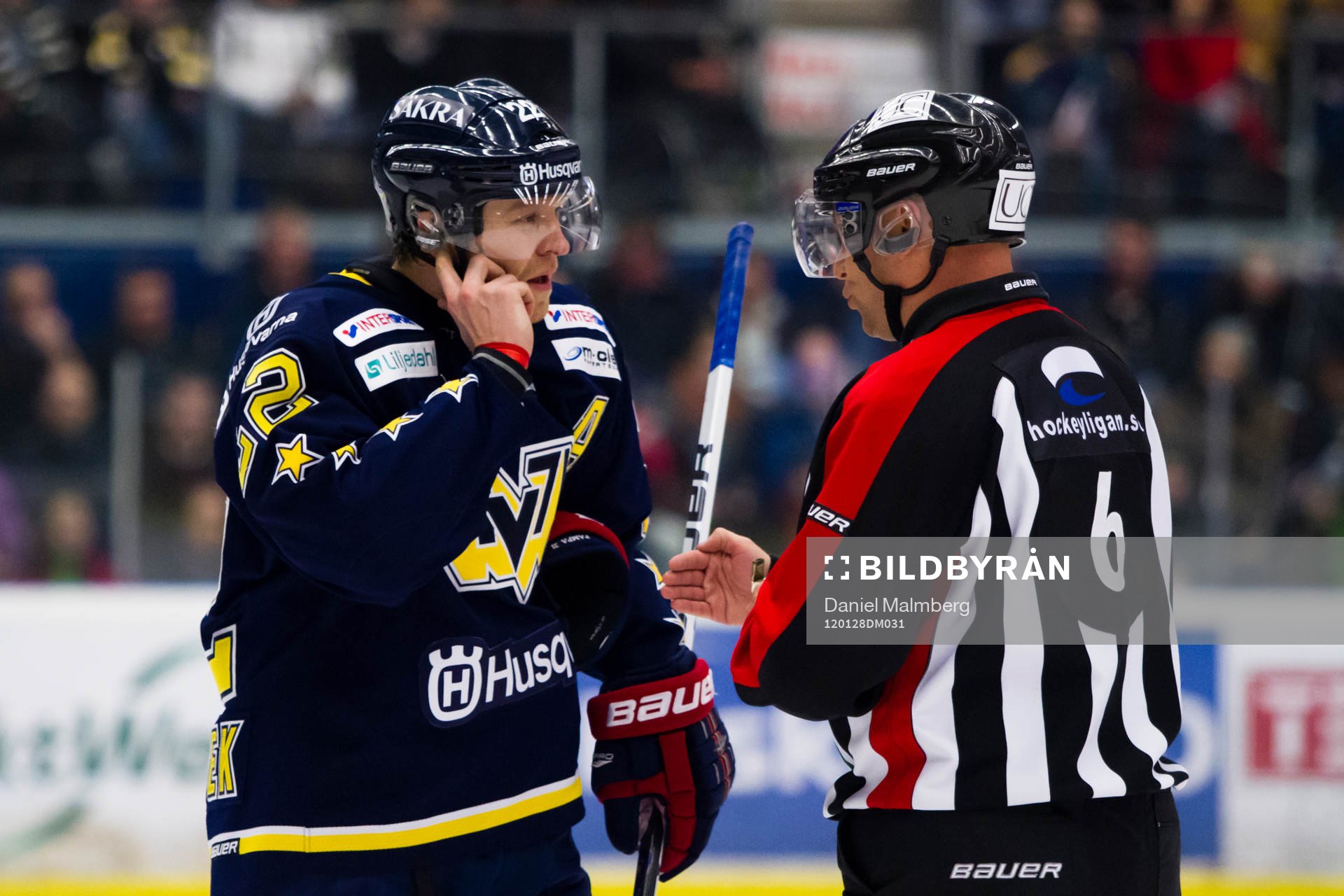 David Petrasek, HV71 i samtal med domare Sören Persson