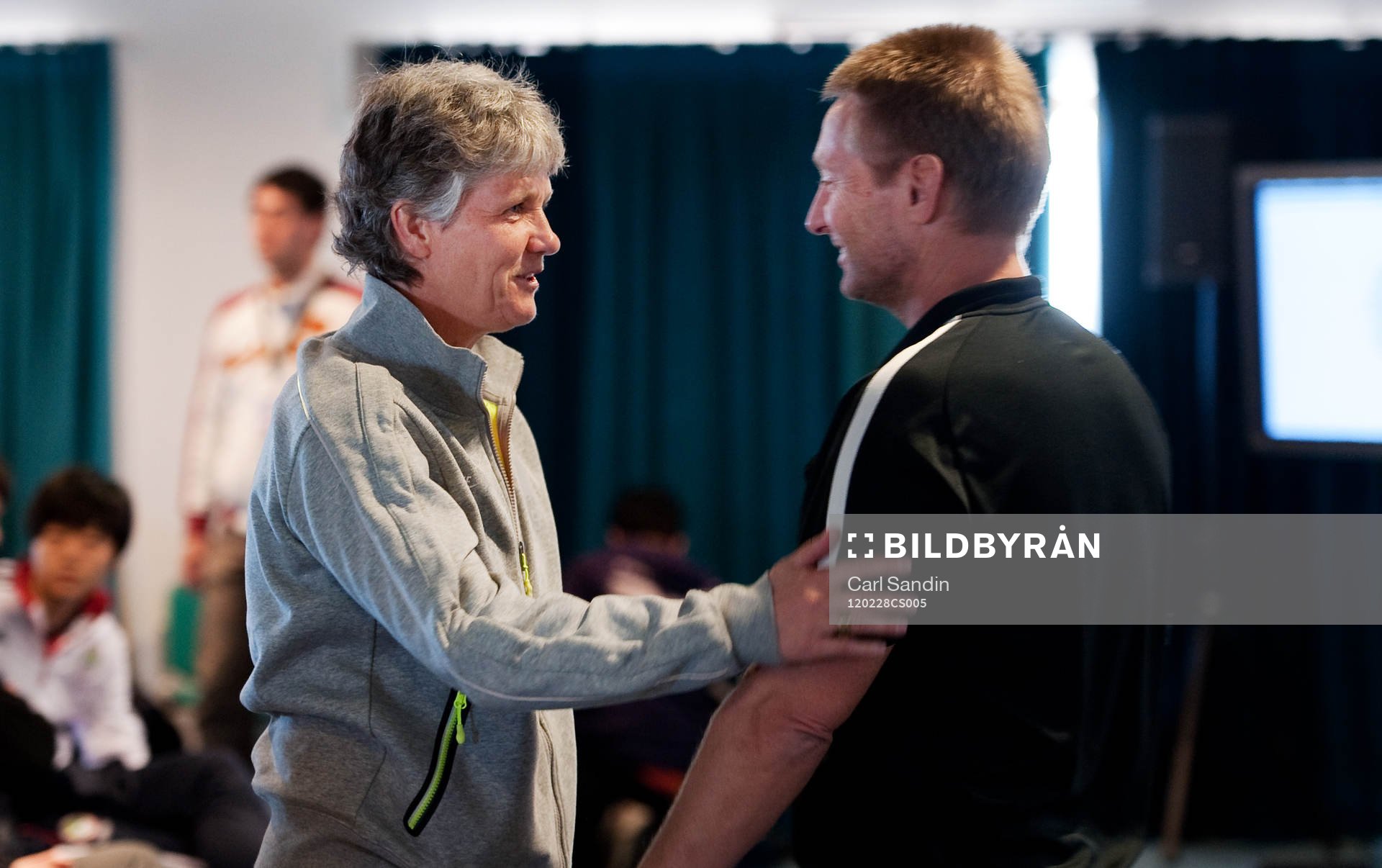  Pia Sundhage, förbundskapten, USA, Tomas Dennerby, förbundskapten, Sverige.