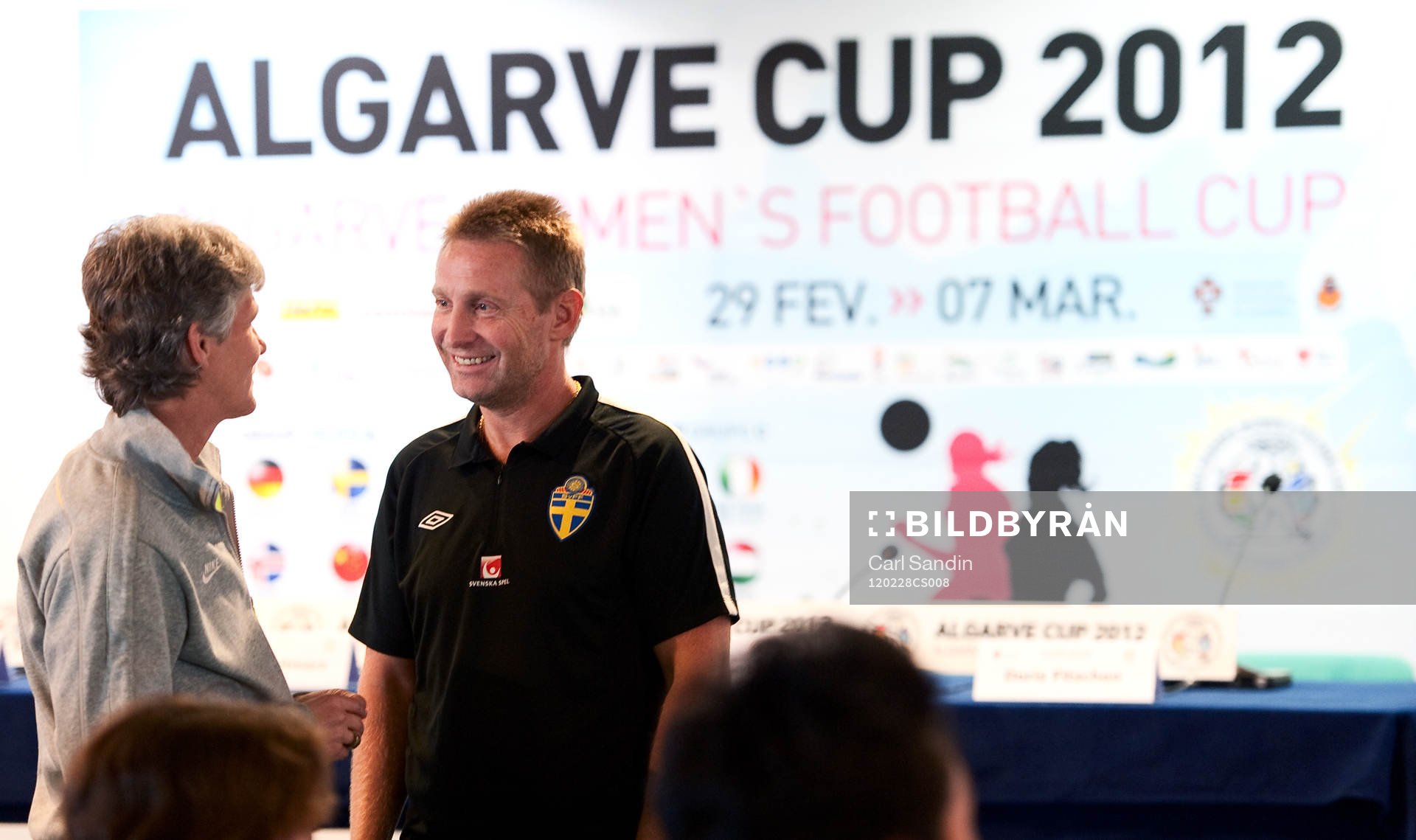  Pia Sundhage, förbundskapten, USA, Tomas Dennerby, förbundskapten, Sverige.