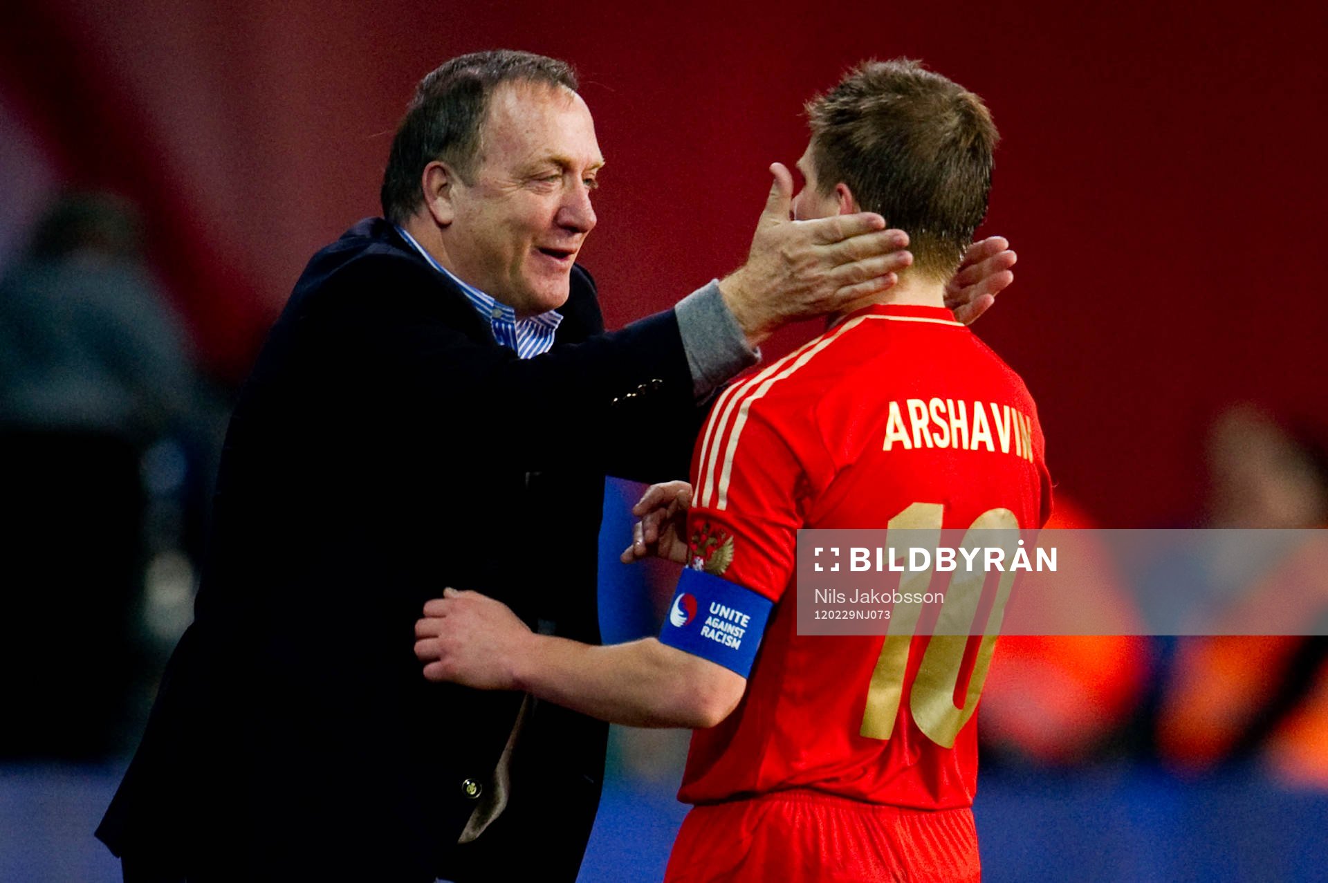 Dick Advocaat, förbundskapten och Andrey Arshavin, jubel