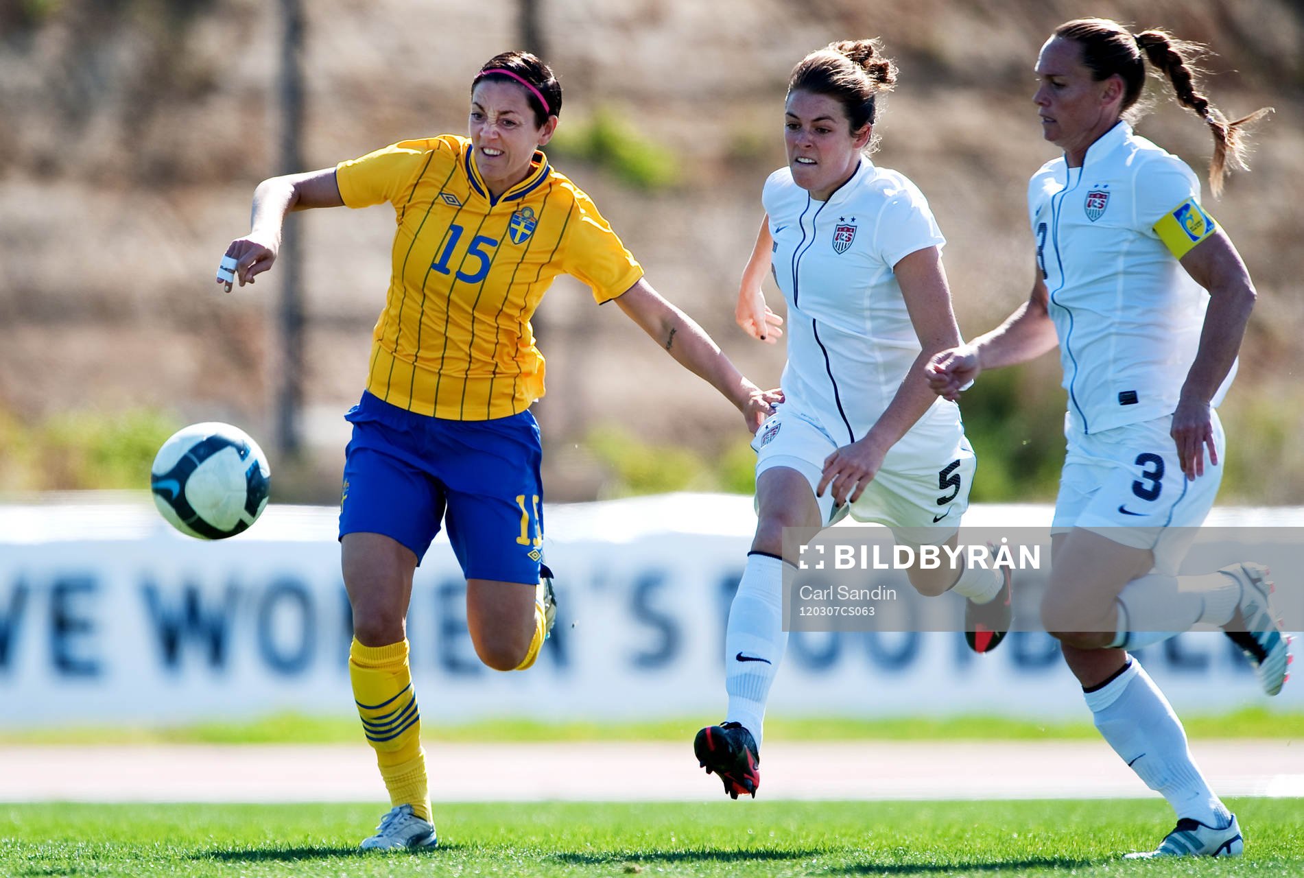 Therese Sjögran, Sverige, Kelly O'Hara, Christine Rampone,