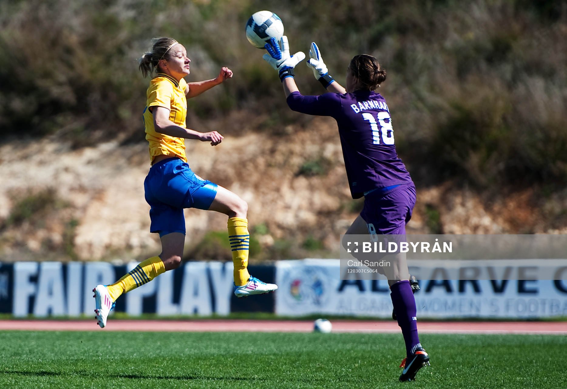 Stina Segerström, Sverige, Nicole Barnhart, målvakt, USA