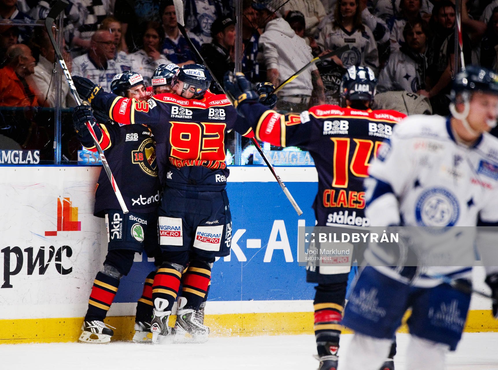 Erik Gustafsson, Mathias Tjärnqvist och Mika Zibanejad,