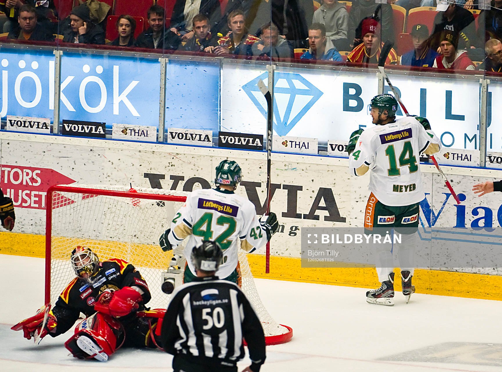 Niklas Svedberg, målvakt, Brynäs och Stefan Meyer,