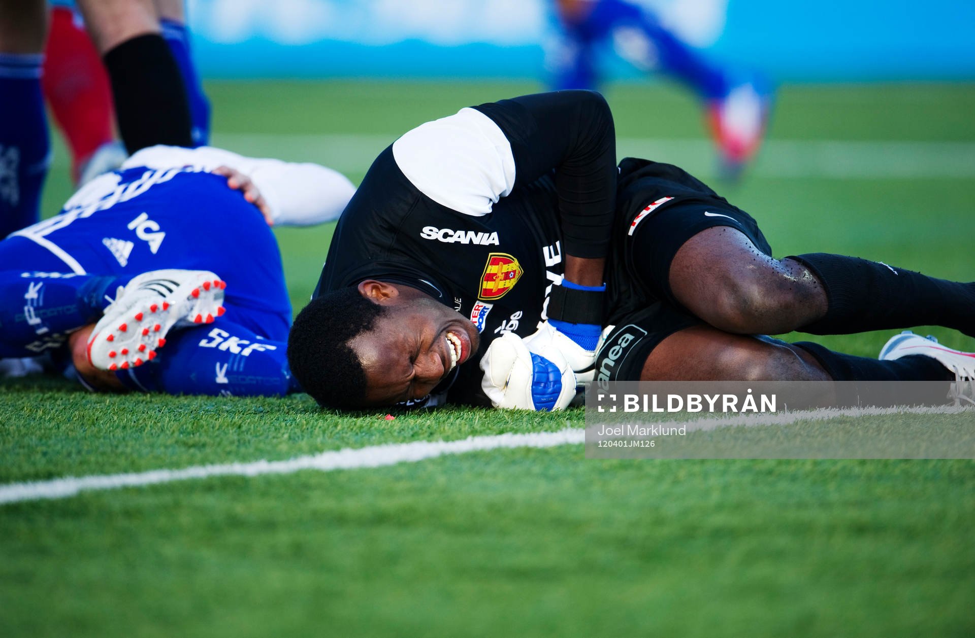 Dwayne Miller, målvakt, Syrianska, har ont