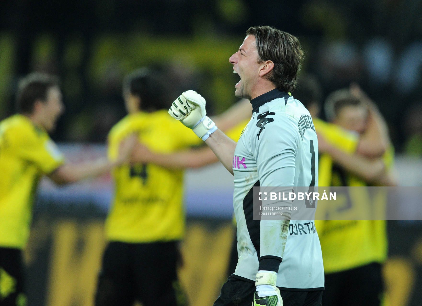   Roman Weidenfeller, målvakt, Dortmund, jubel efter segern.