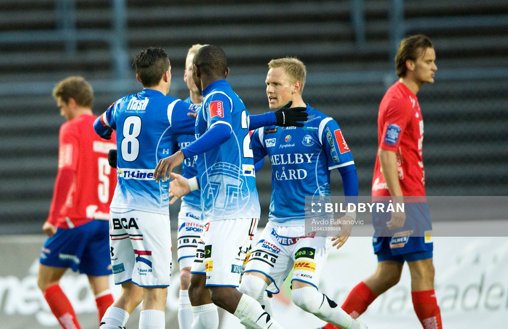 Kristian Haynes, jubel, Trelleborg, Öster depp i bakgrunden