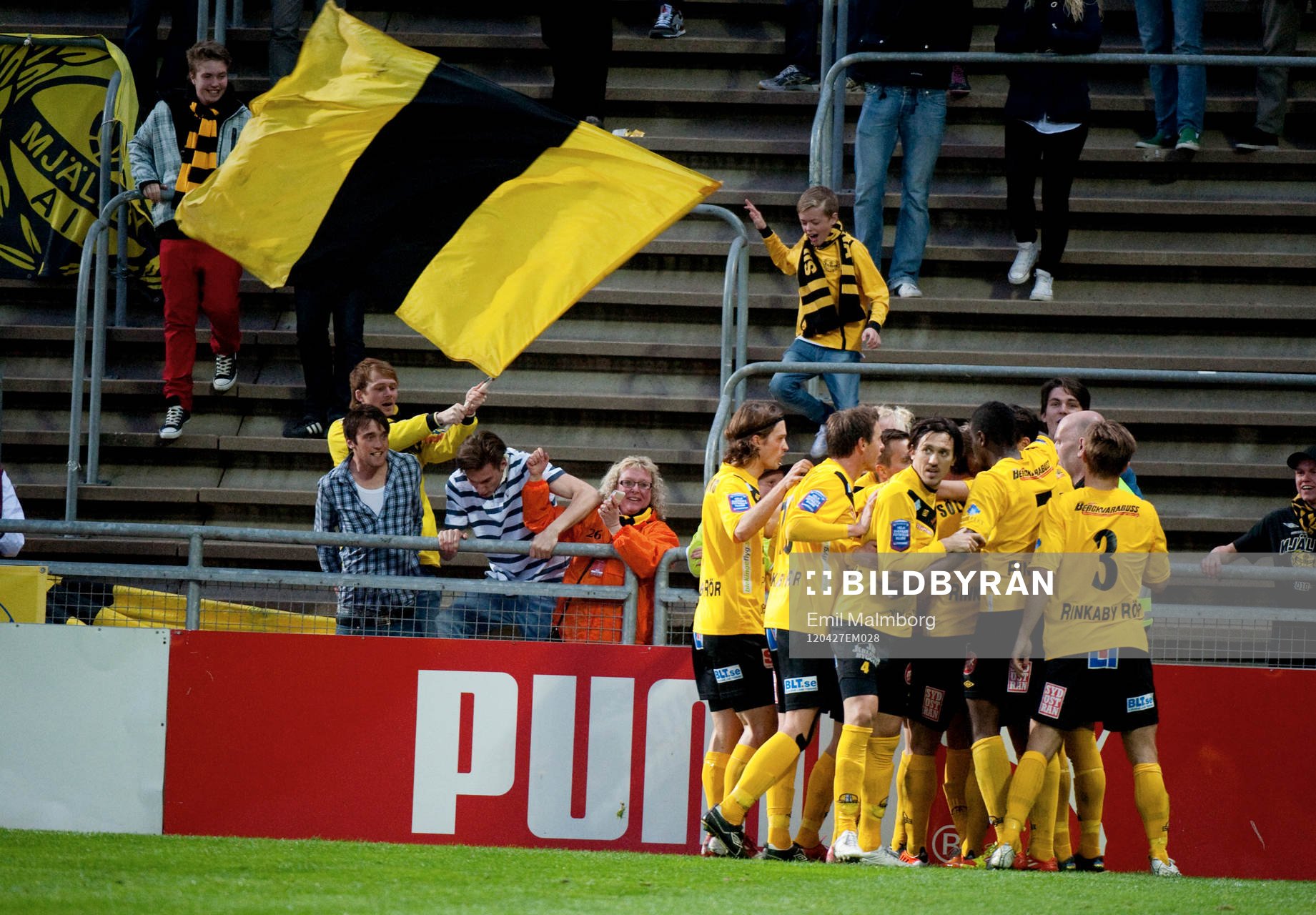 Marcus Pode, Mjällby 1-1. Jubel