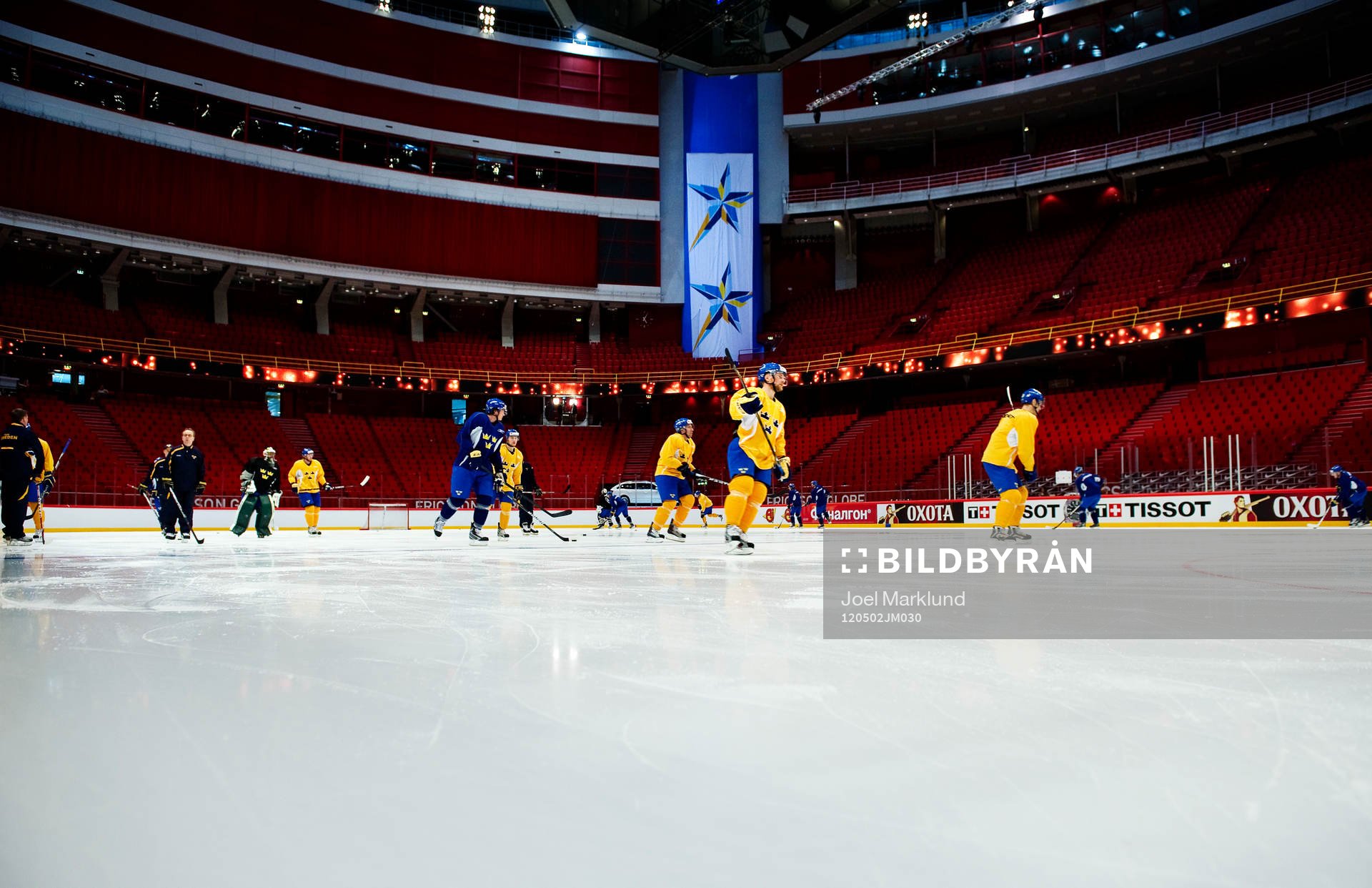 Spelarna tränar i Globen