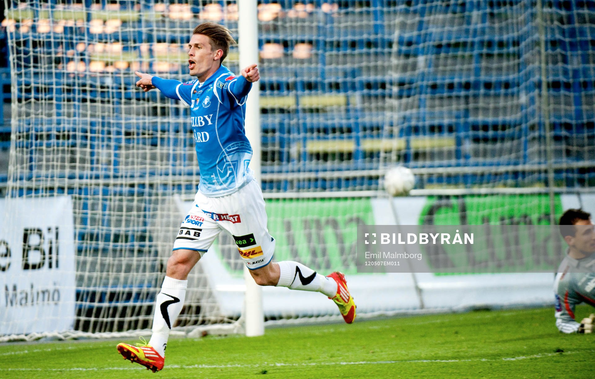   Andreas Grahm, Trelleborg gör 3-1. Jubel.