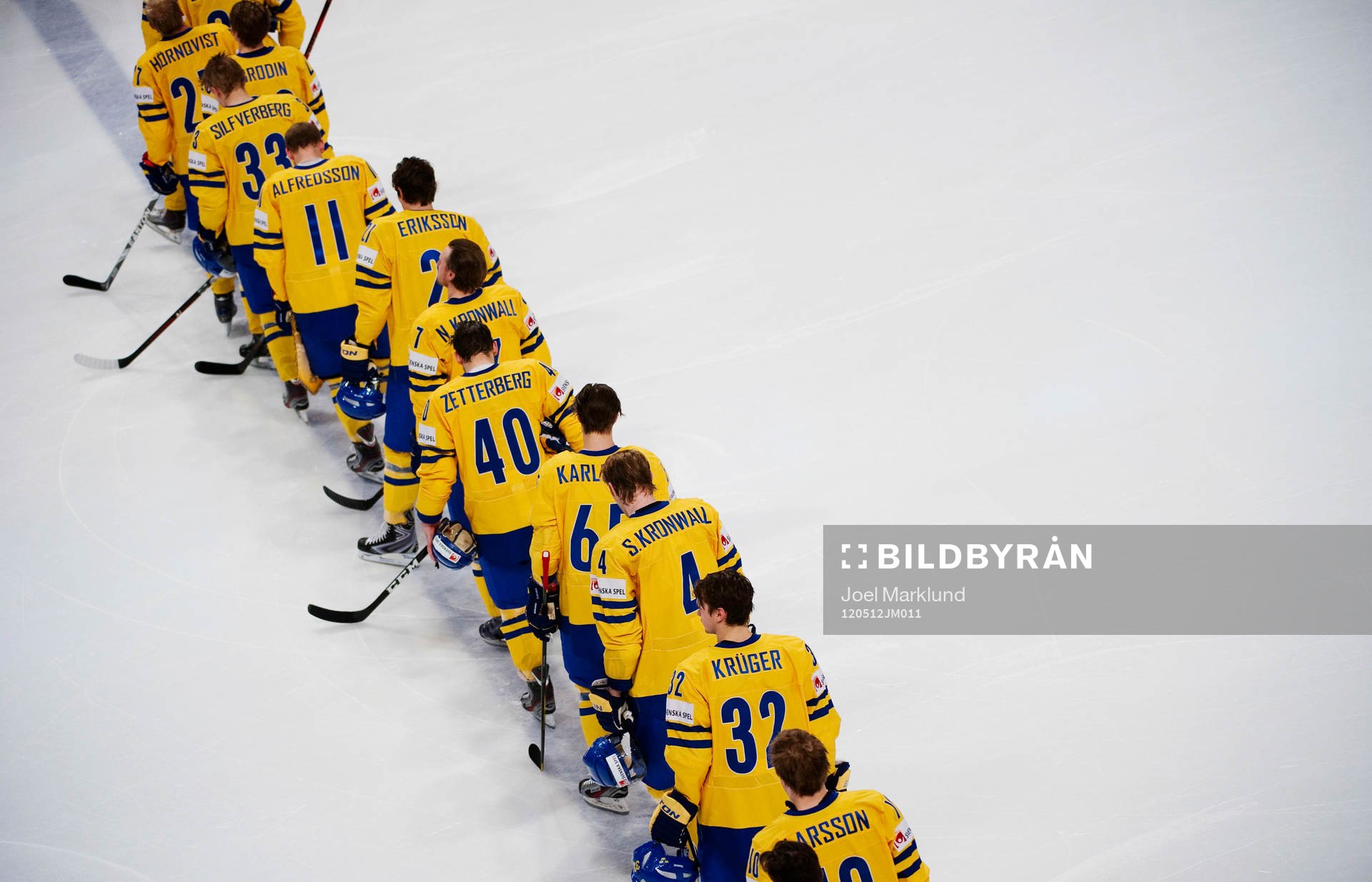 Sverige spelare står uppställda