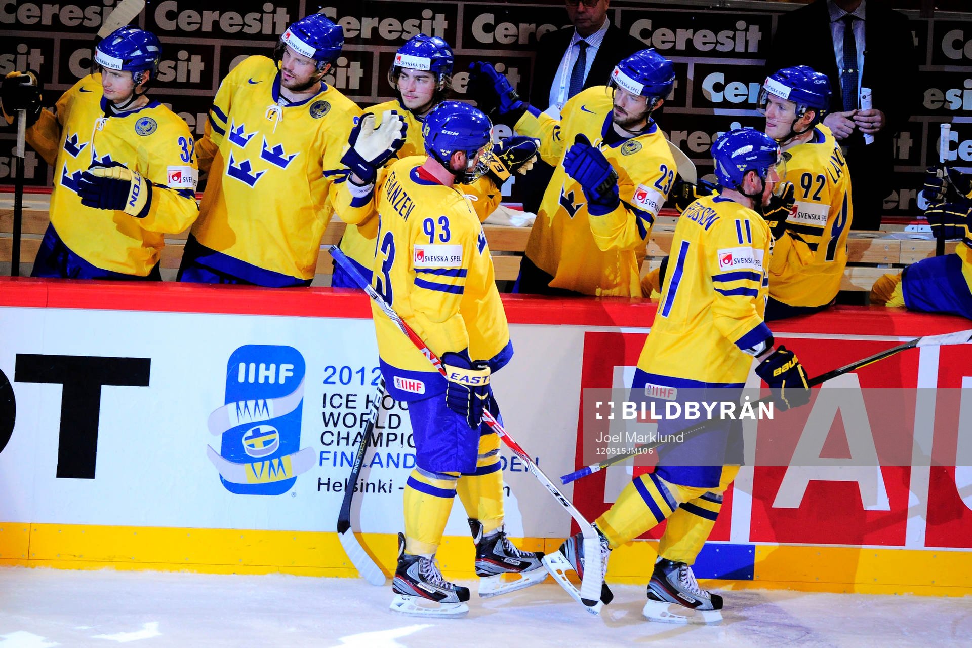Johan Franzén och Daniel Alfredsson, Sverige jubel