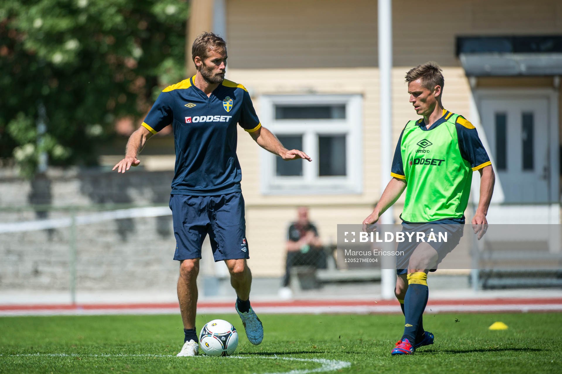  Sverige tränar i Visby inför EM. Olof Mellberg och Markus Rosenberg