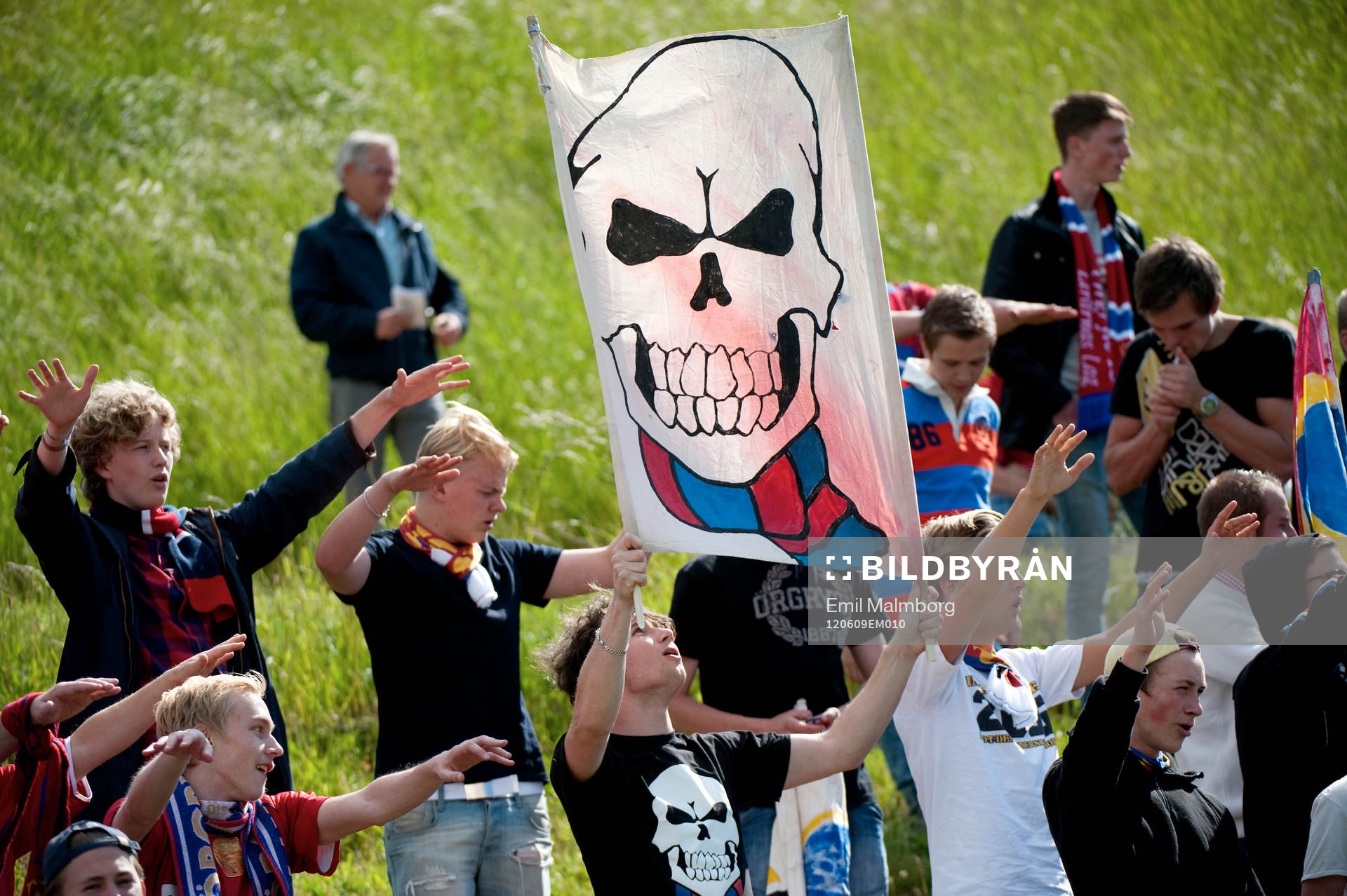 Örgryte supportrar. Supporter flagga